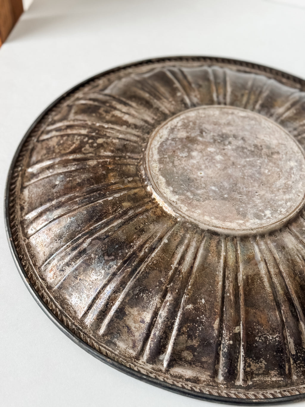 Vintage Very Large Silver Platter With Patina