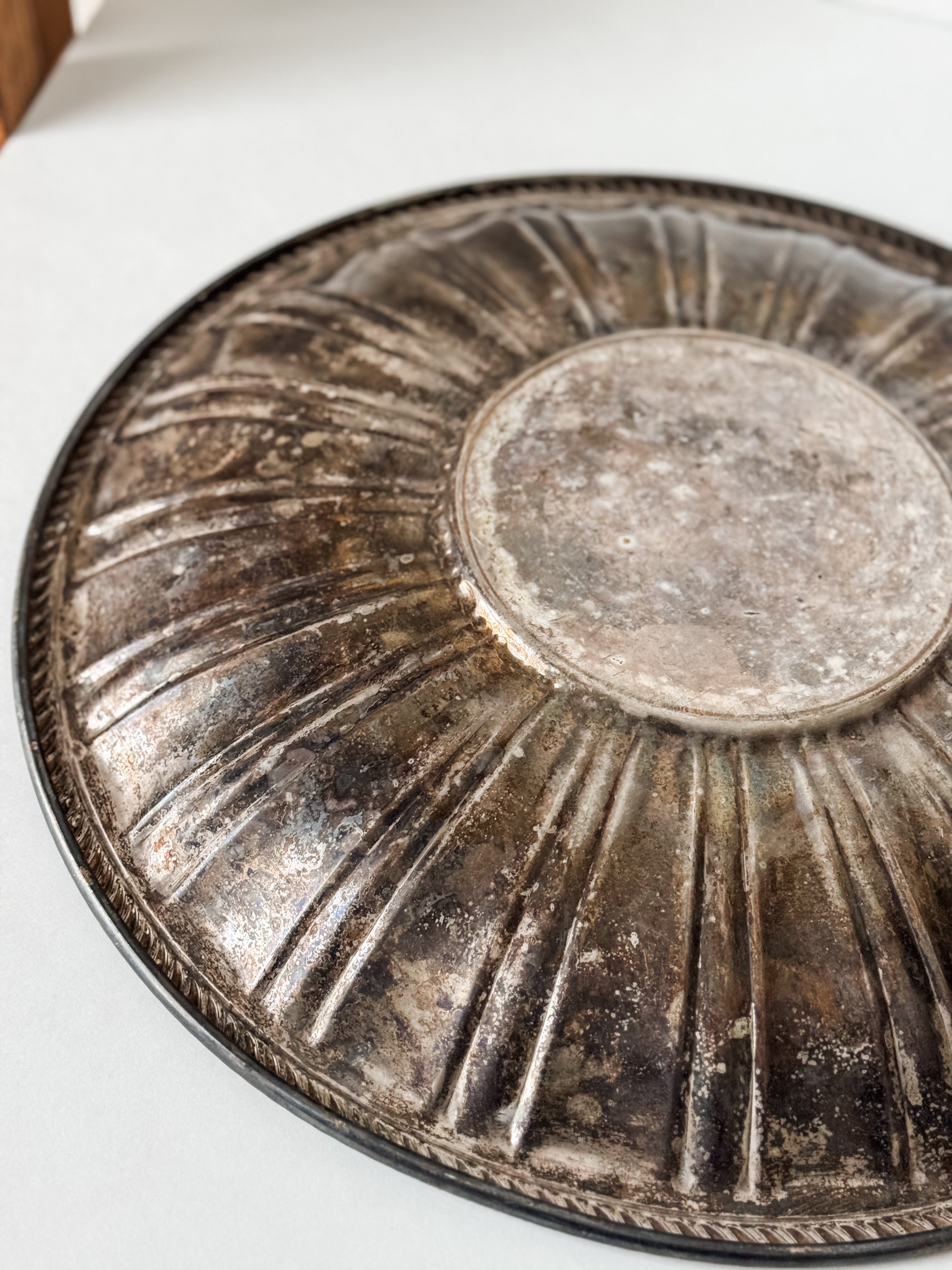 Vintage Very Large Silver Platter With Patina
