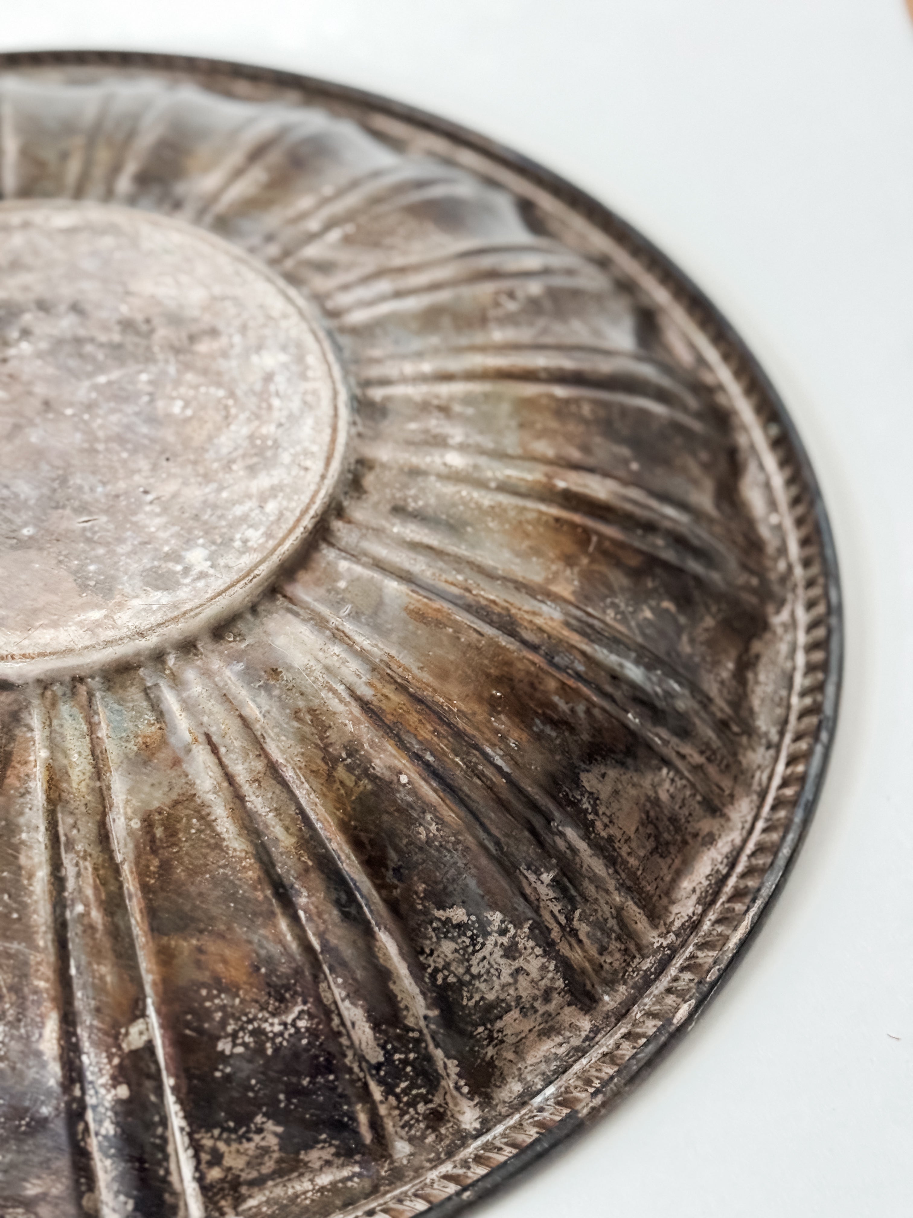 Vintage Very Large Silver Platter With Patina