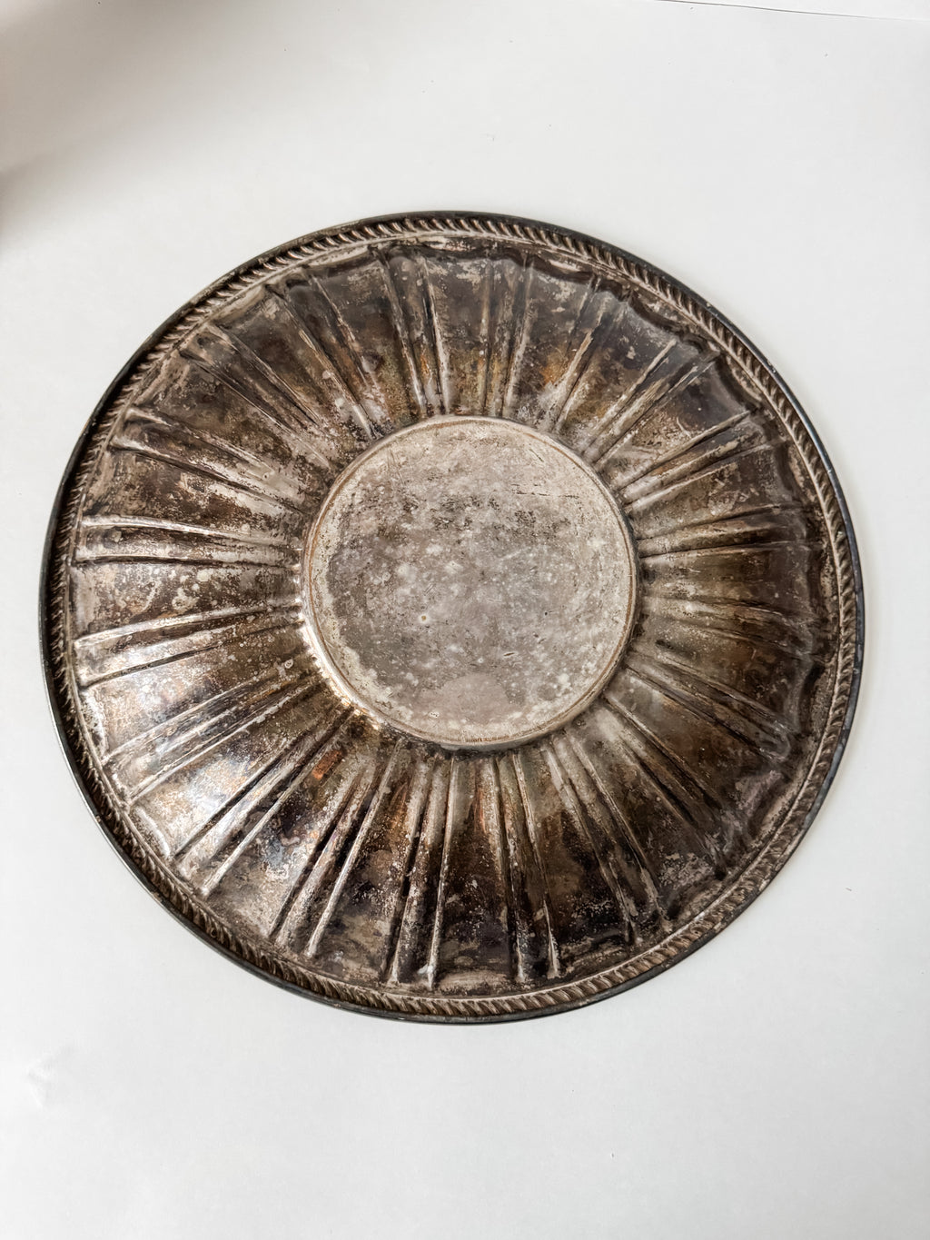Vintage Very Large Silver Platter With Patina