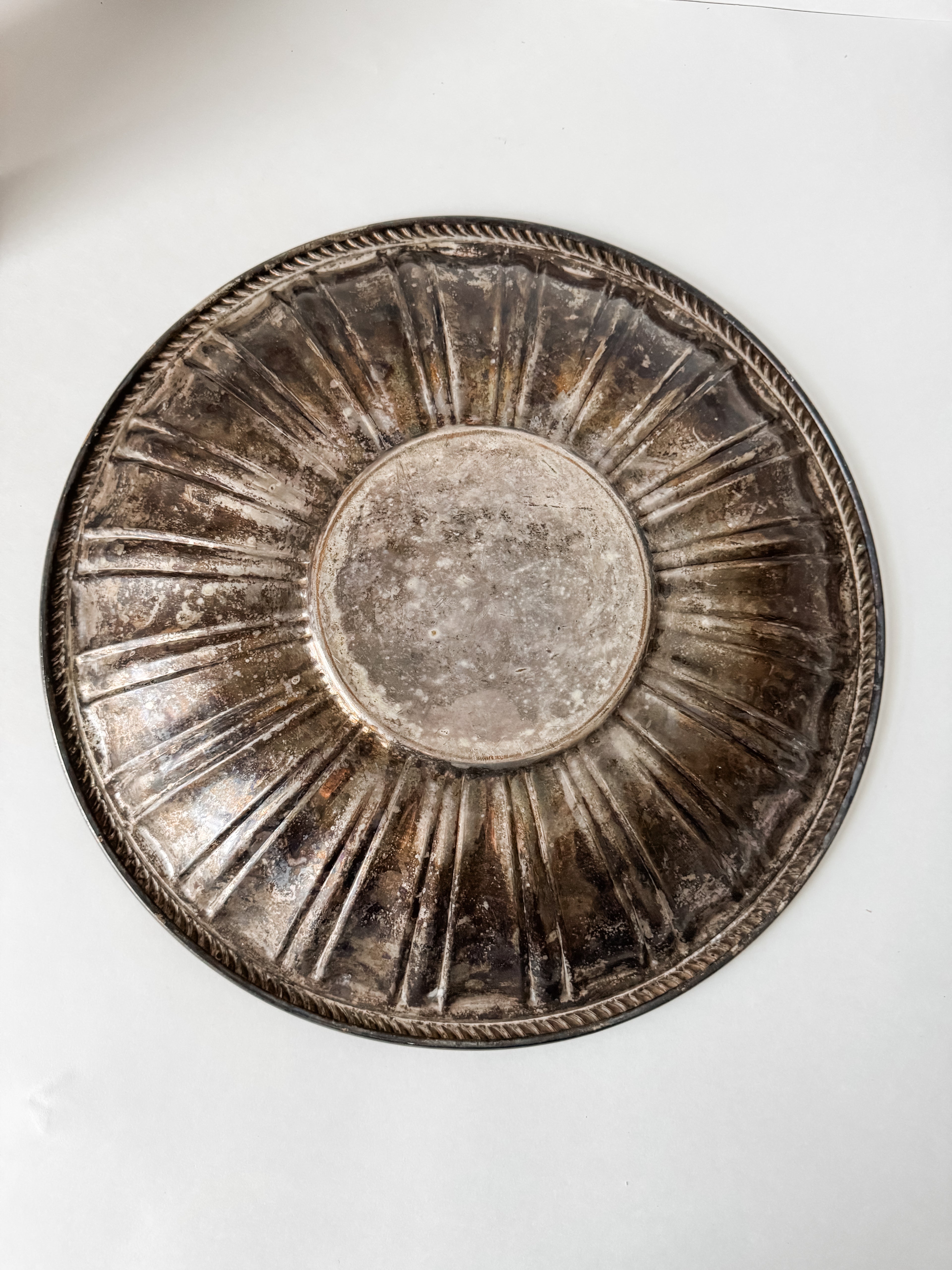 Vintage Very Large Silver Platter With Patina