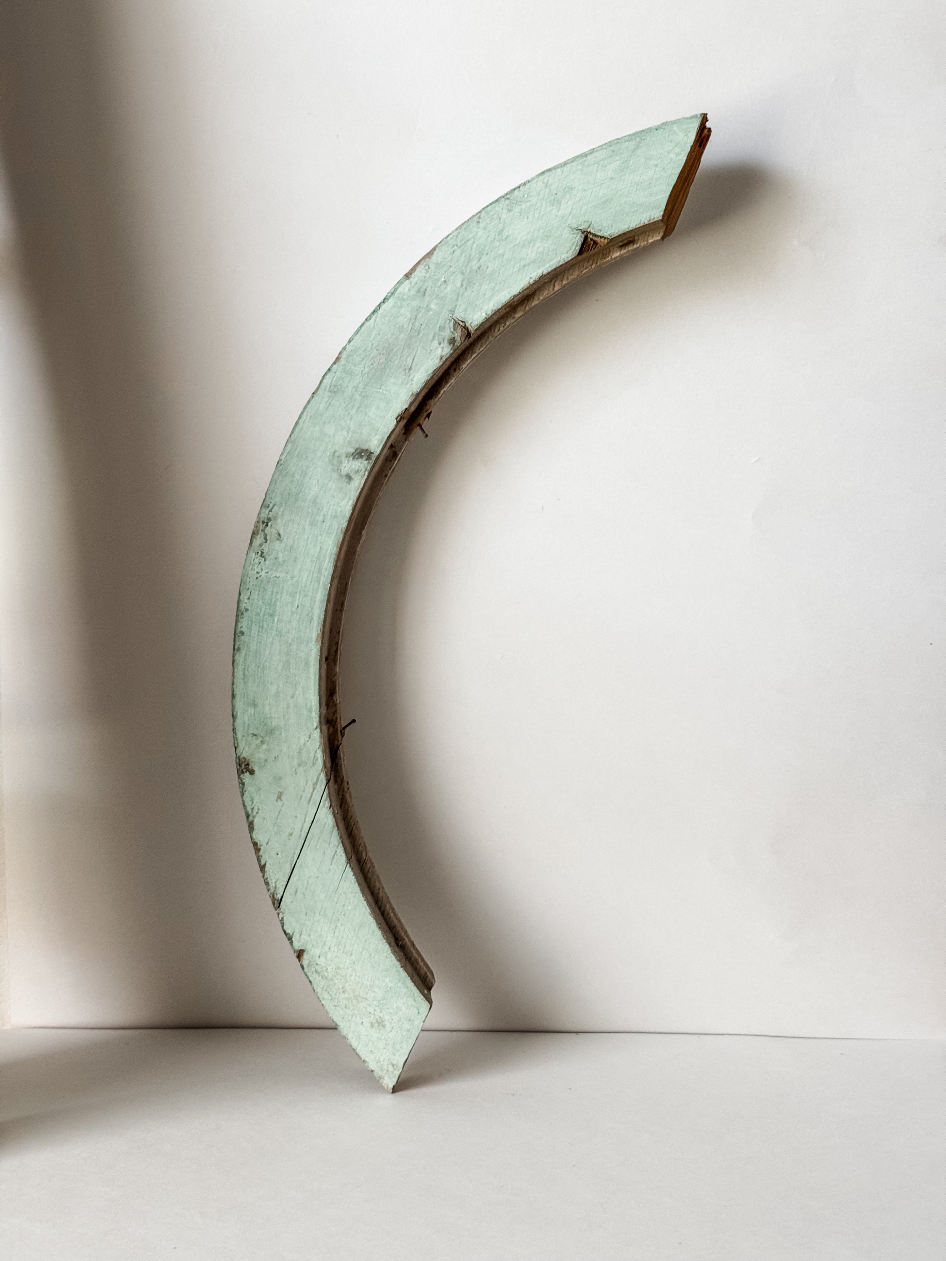 Old Chippy Mint Green Arched Wood Salvage Piece