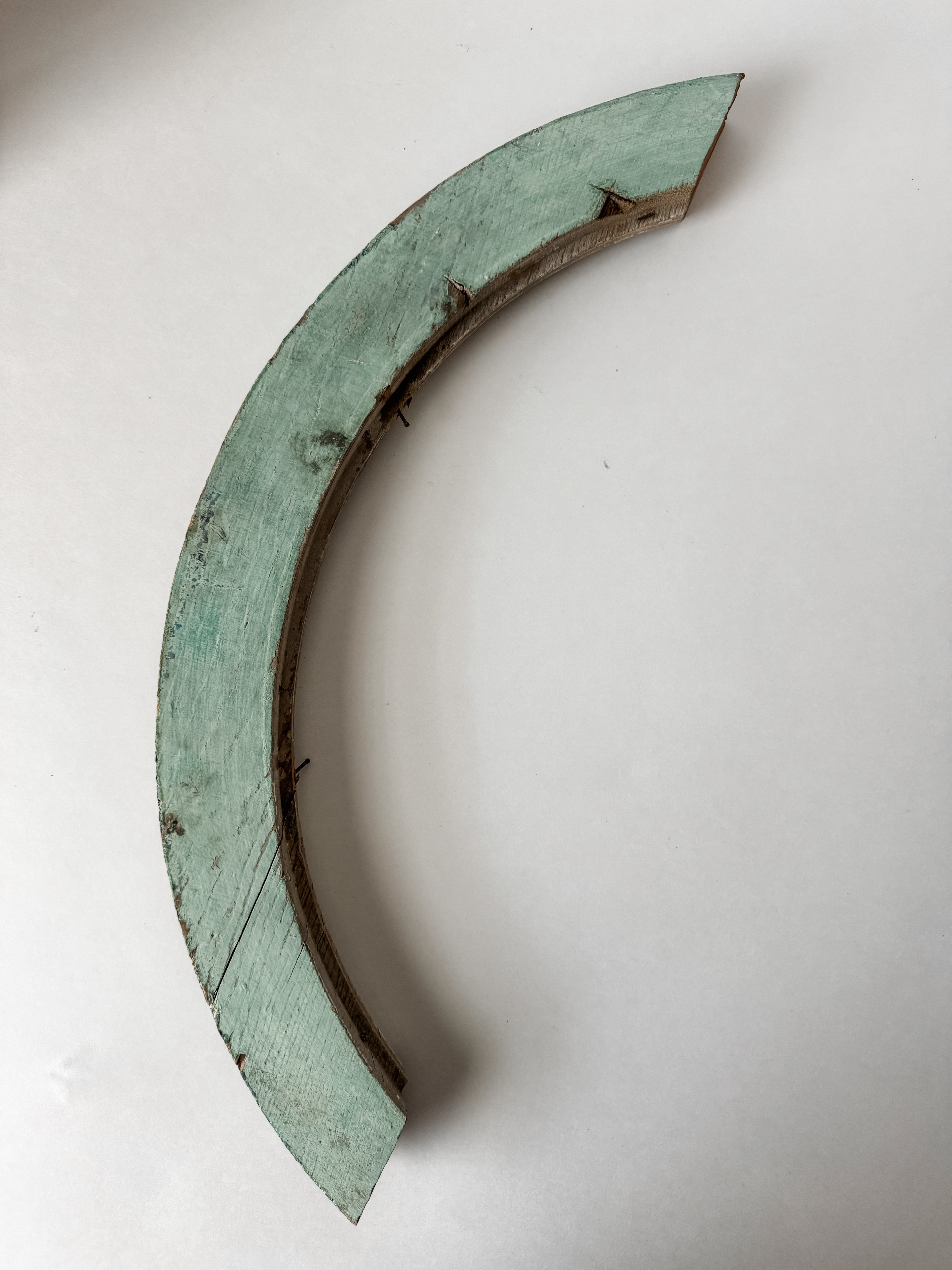 Old Chippy Mint Green Arched Wood Salvage Piece