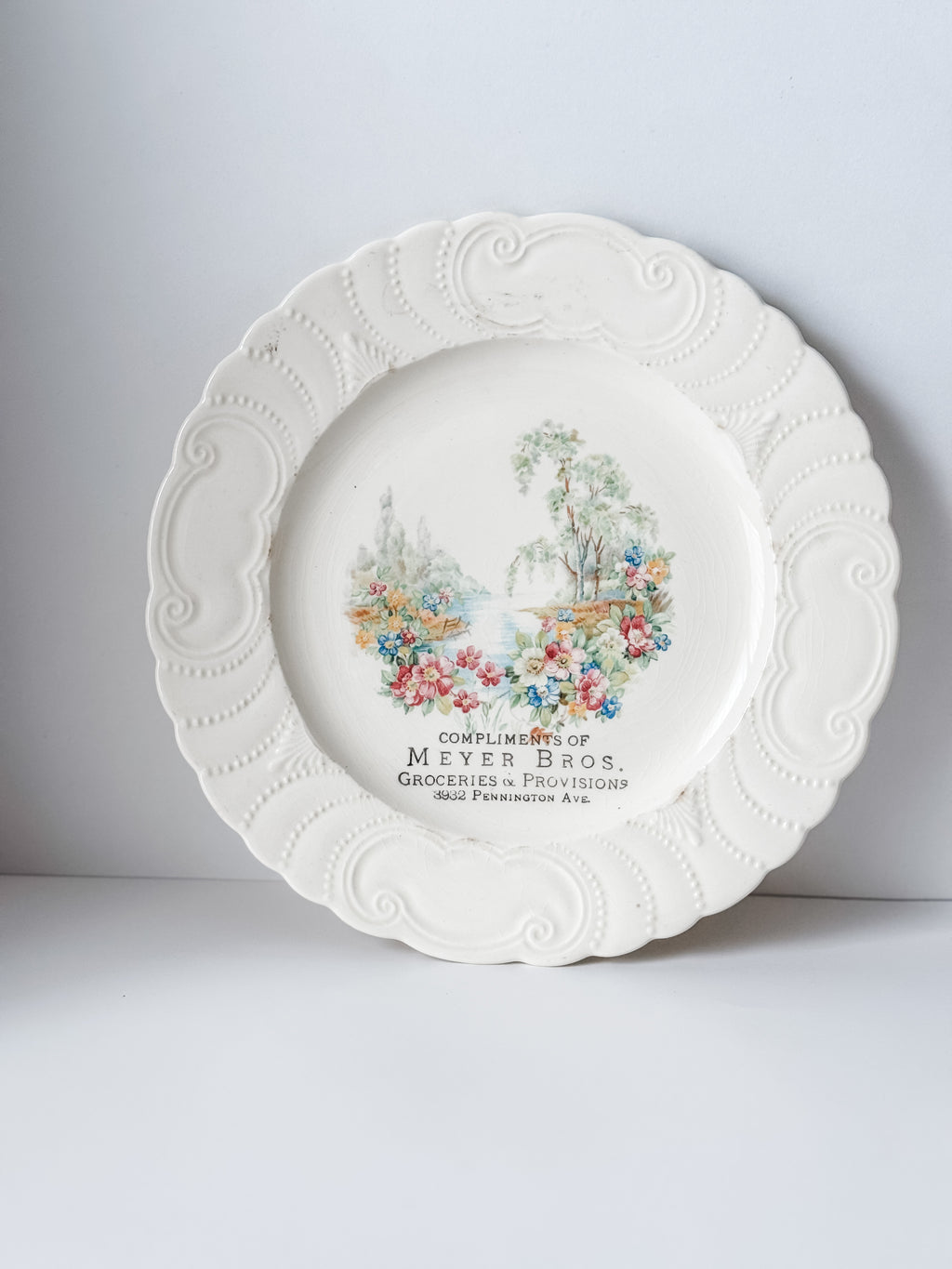 Vintage 1950s Floral Grocery Store Plate