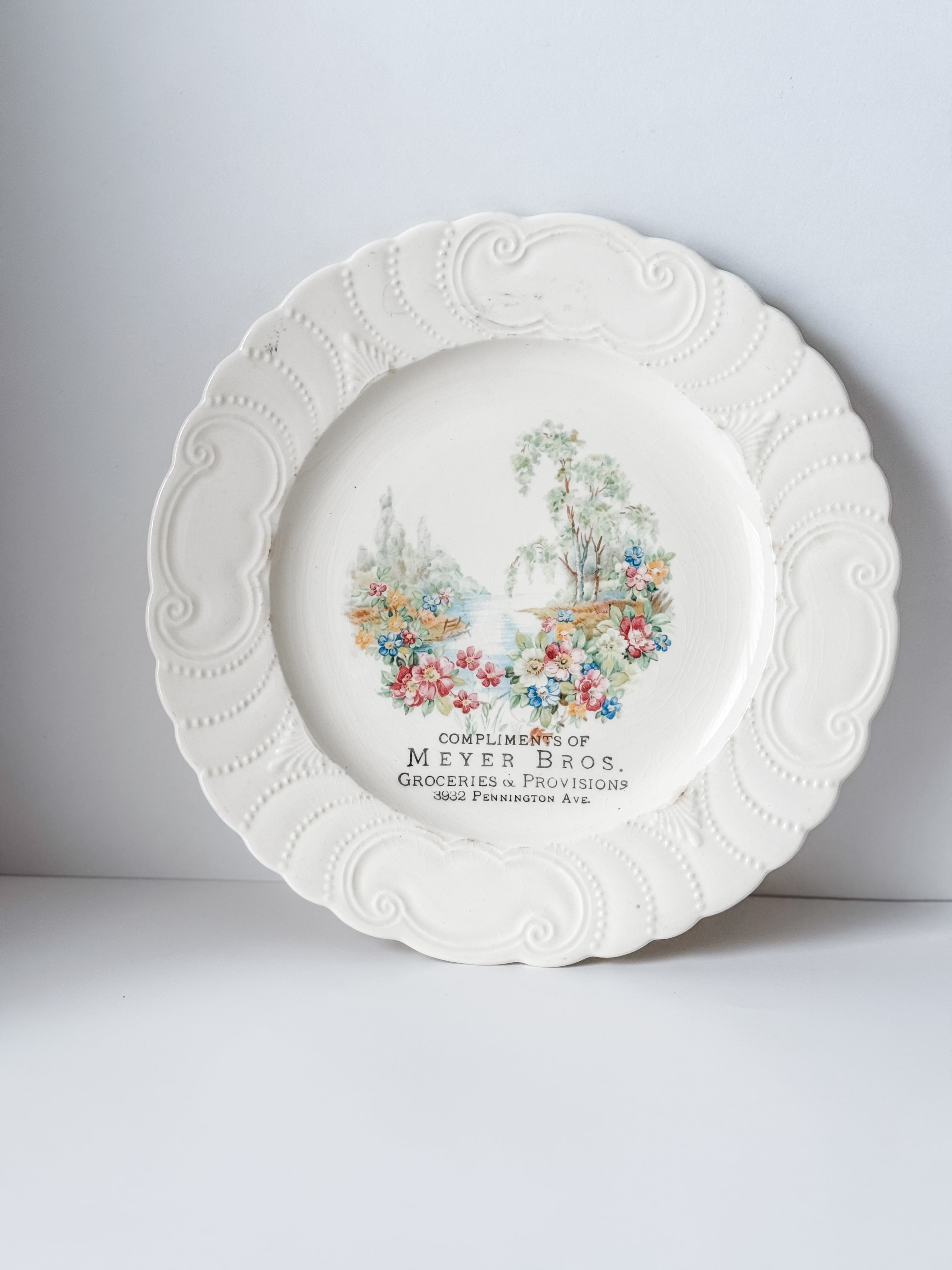 Vintage 1950s Floral Grocery Store Plate