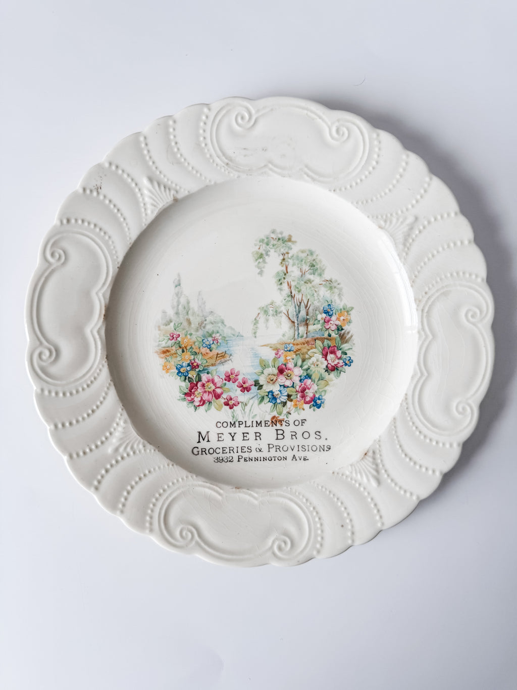 Vintage 1950s Floral Grocery Store Plate