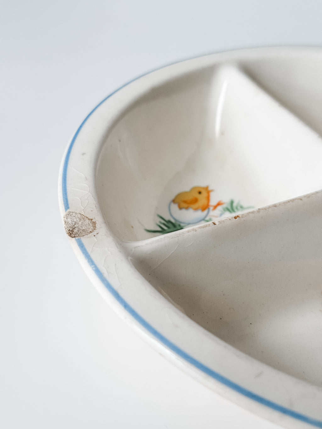 Vintage Child's Ironstone Plate With Spring Chicks