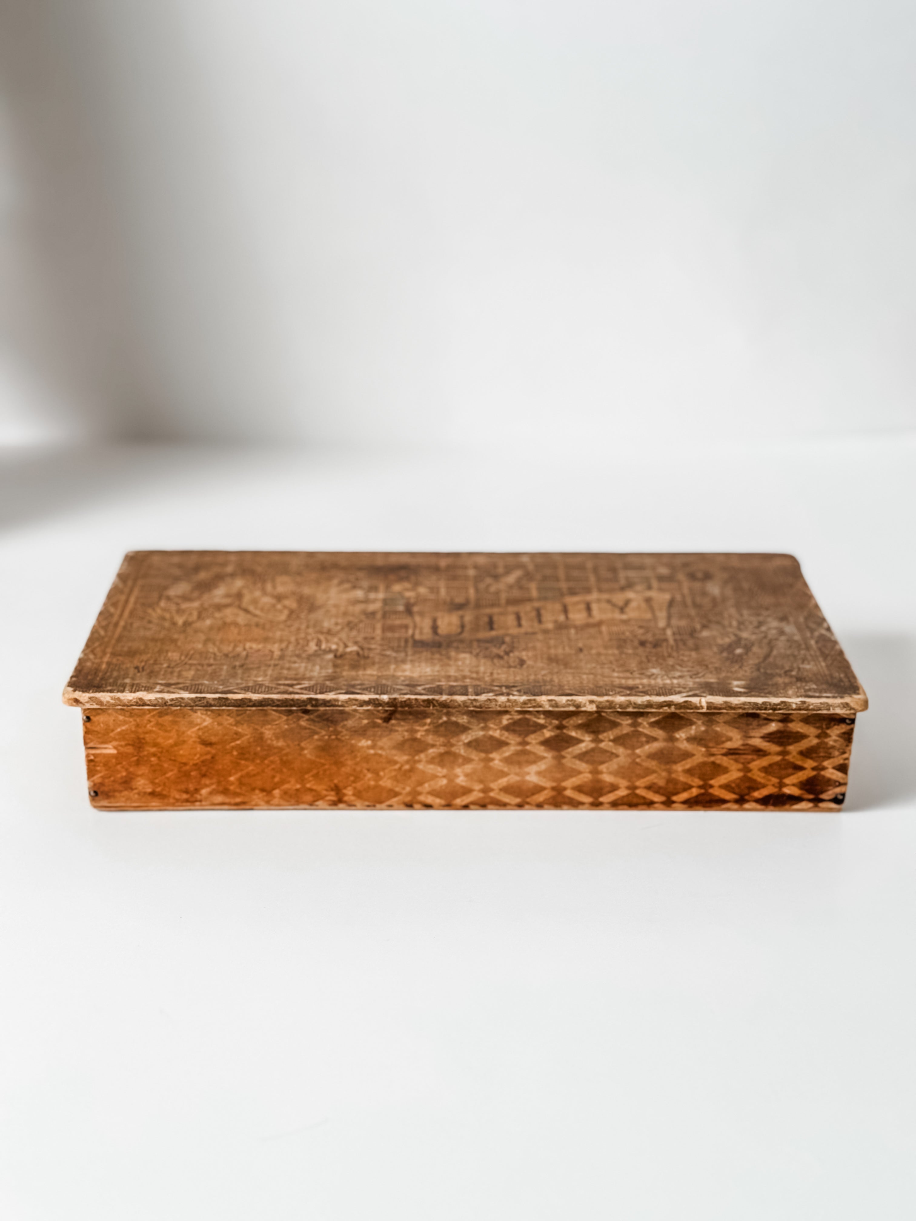 Beautiful Vintage Wood Box With Carved Florals