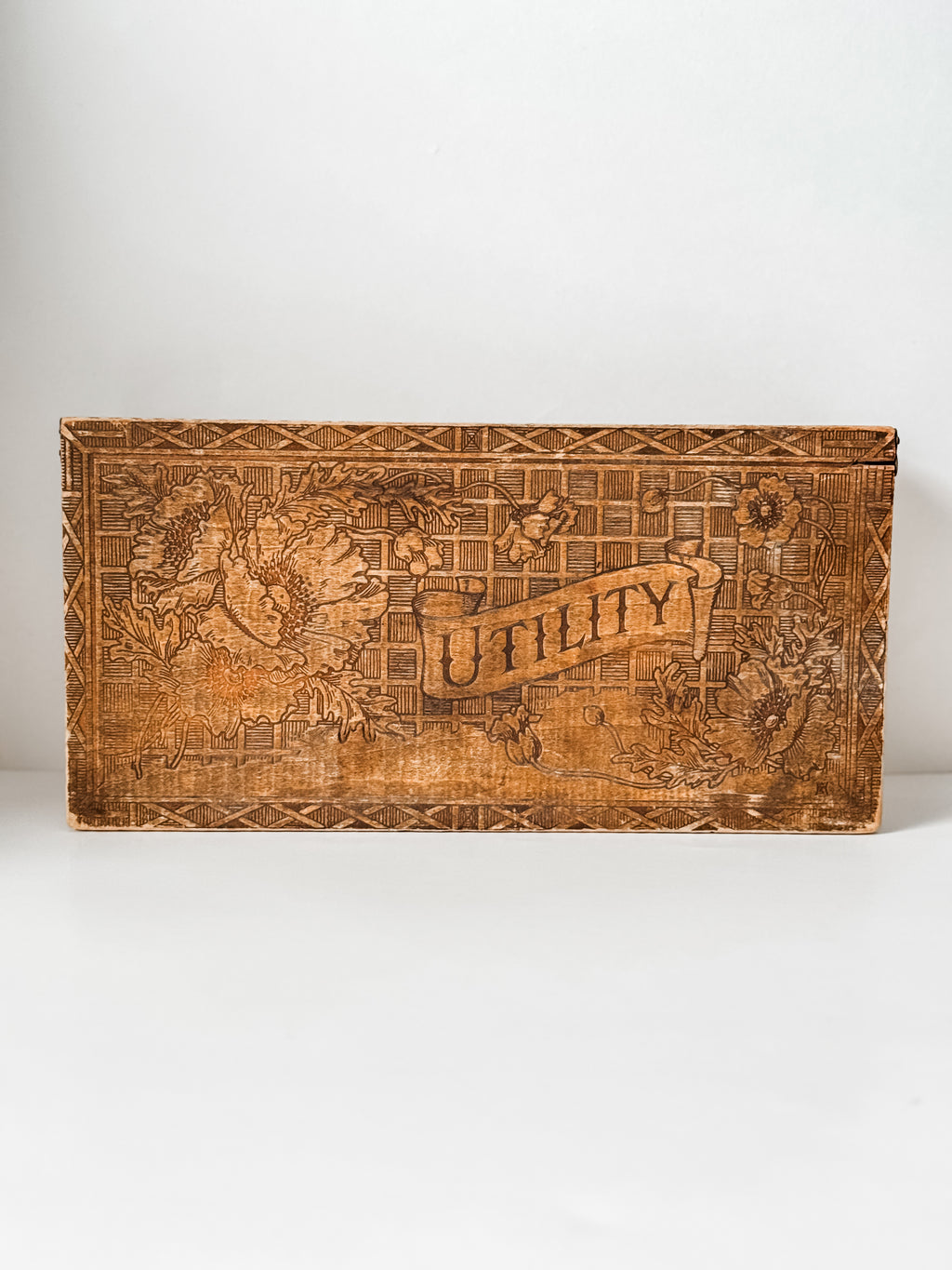 Beautiful Vintage Wood Box With Carved Florals