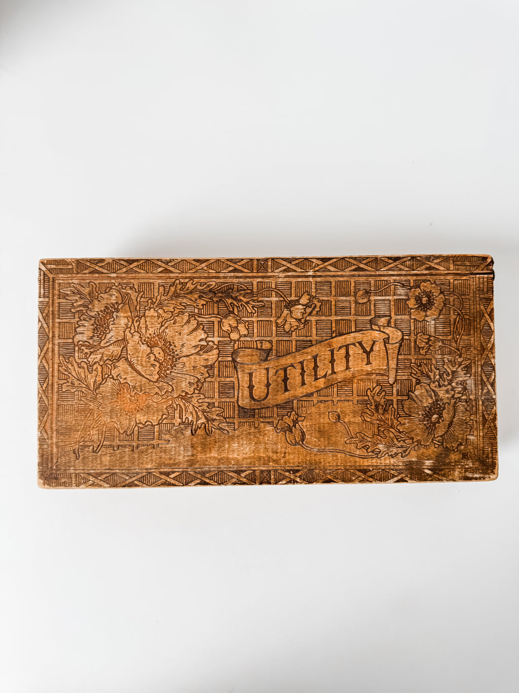 Beautiful Vintage Wood Box With Carved Florals