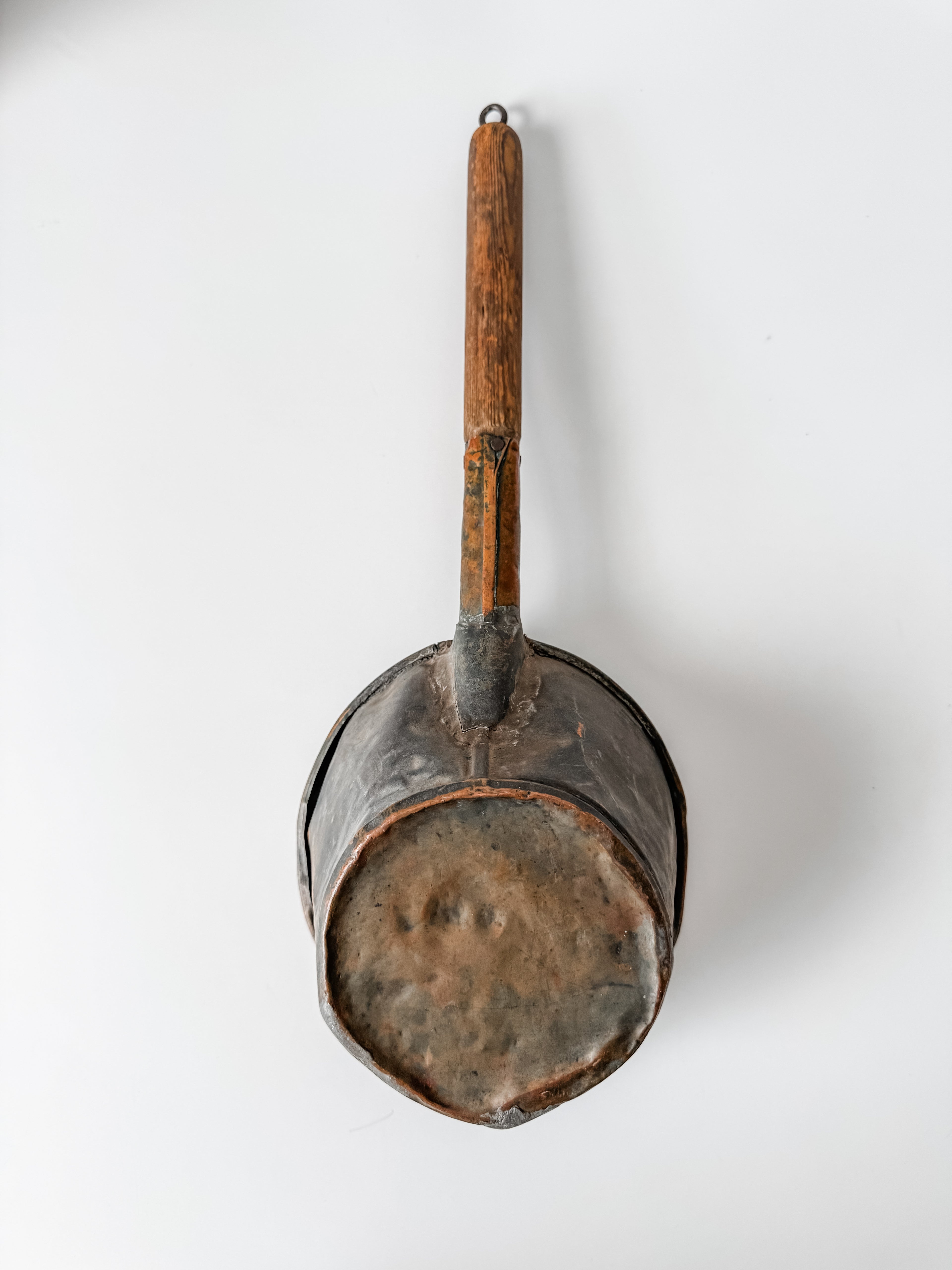 Antique Dutch Handforged Copper And Wood Ladle