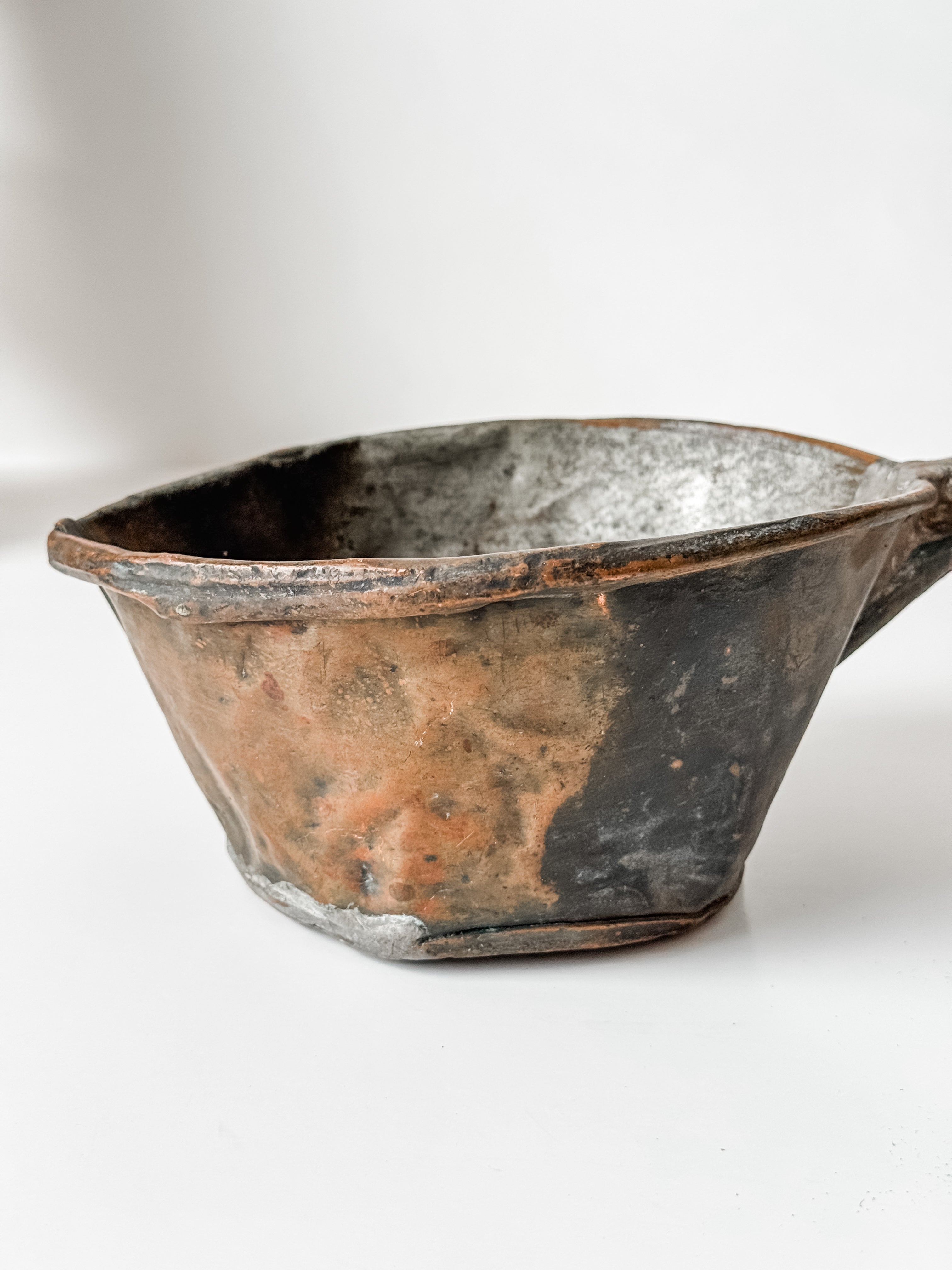 Antique Dutch Handforged Copper And Wood Ladle