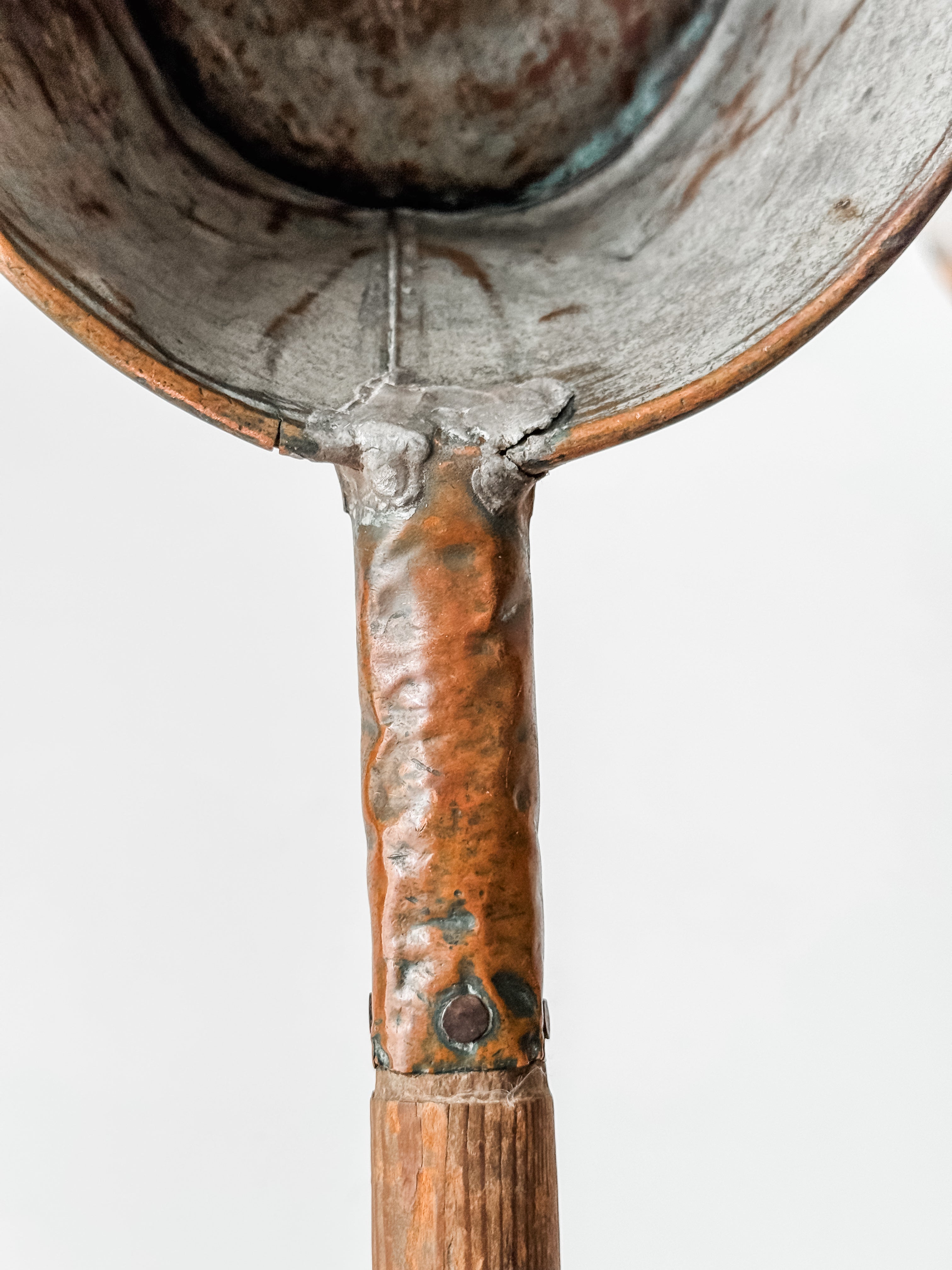 Antique Dutch Handforged Copper And Wood Ladle