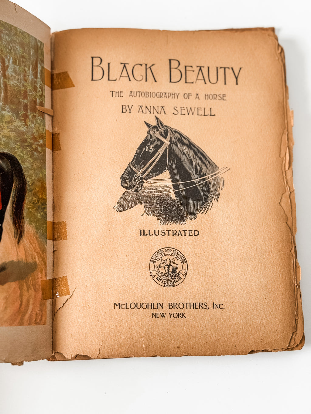 Amazing Tattered Antique Anna Sewell Black Beauty Hardcover Book