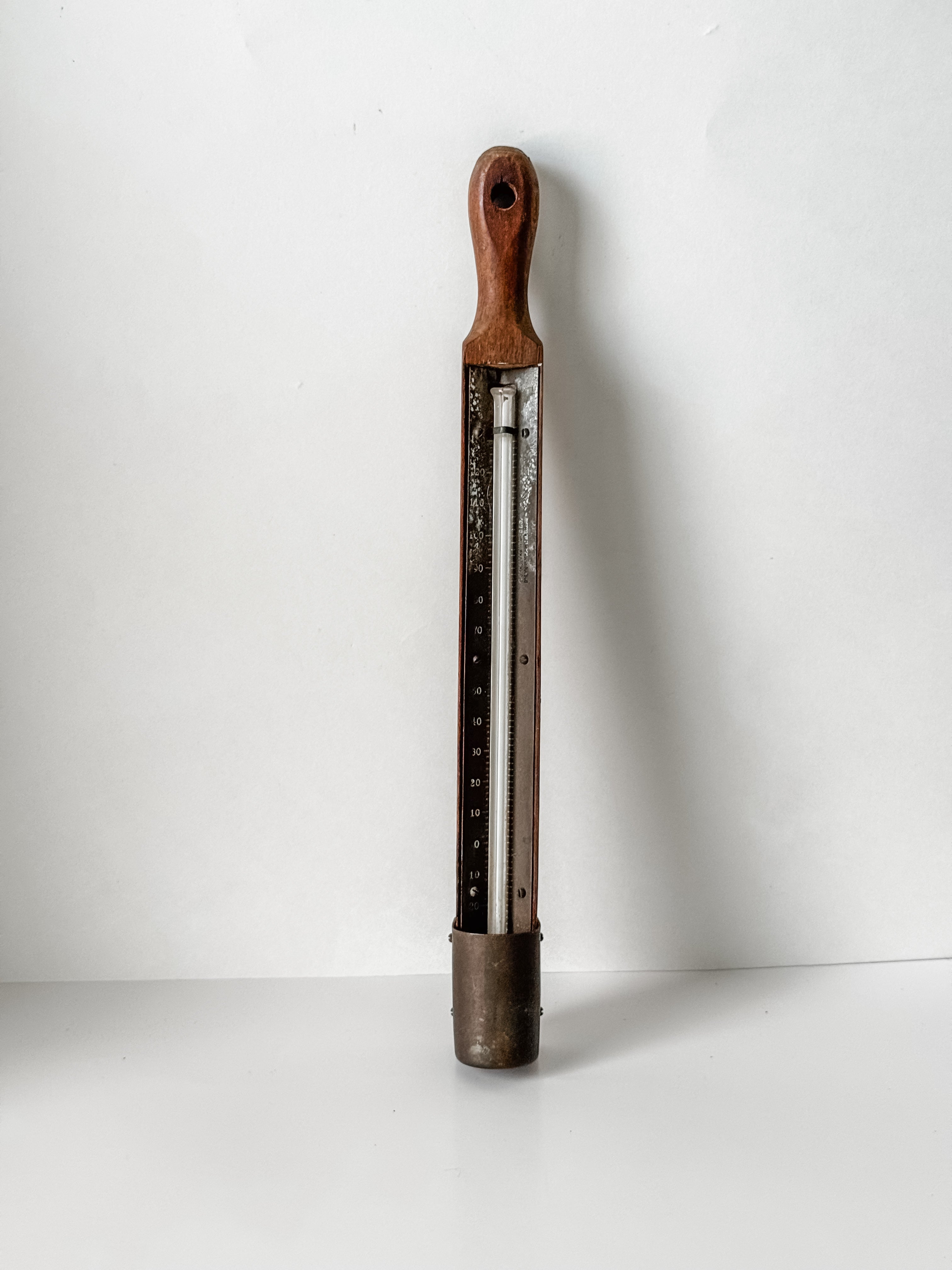 Vintage Wood And Copper Candy Thermometer