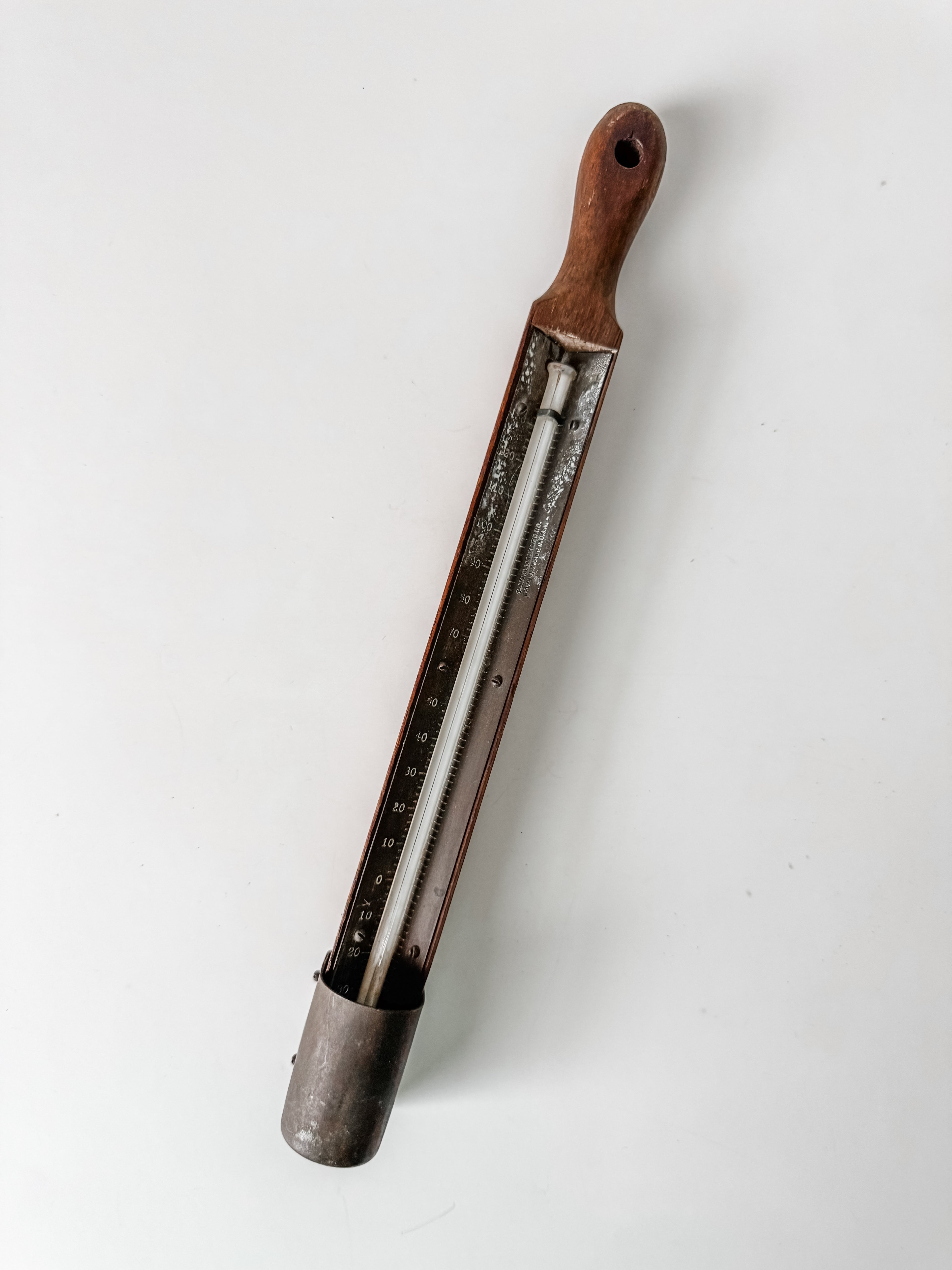 Vintage Wood And Copper Candy Thermometer