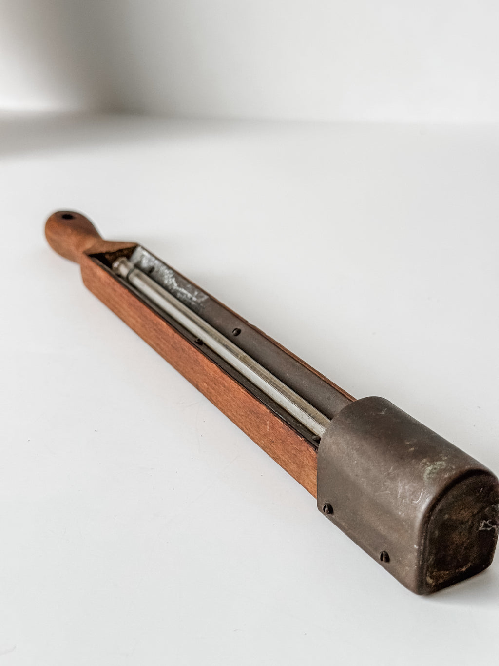 Vintage Wood And Copper Candy Thermometer