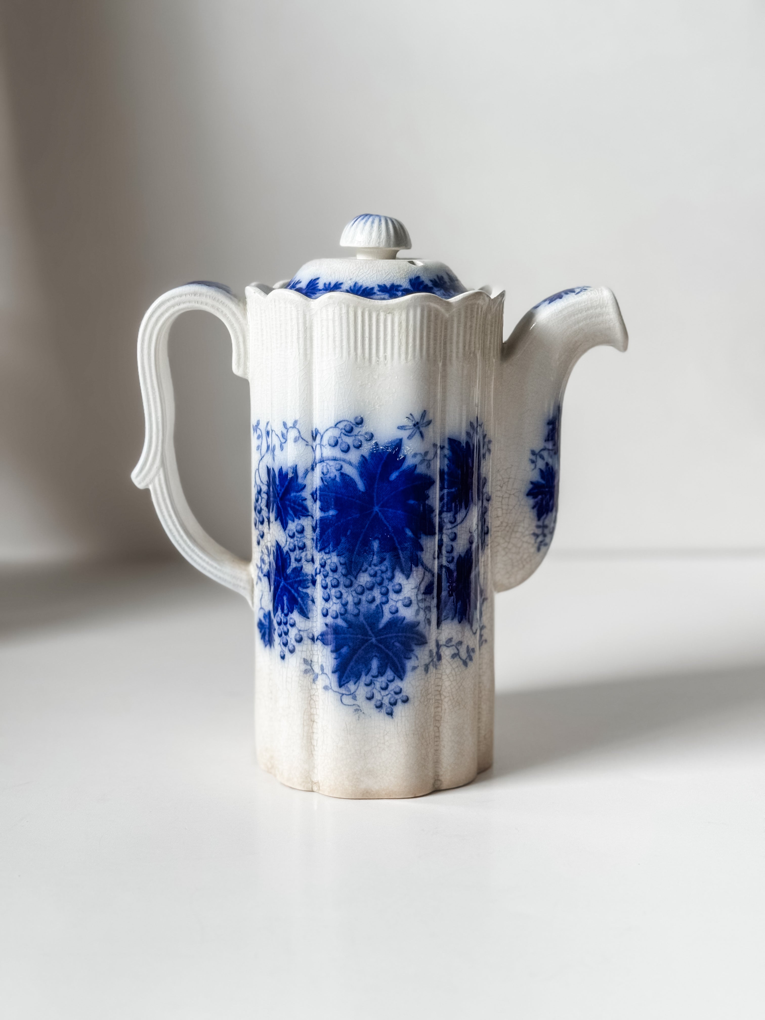Vintage Swedish Flow Blue Chocolate Pot With Lid