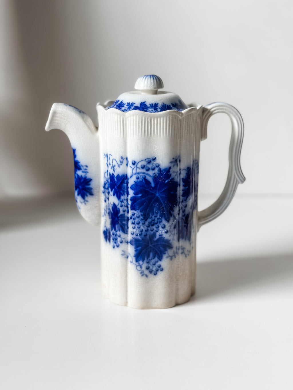 Vintage Swedish Flow Blue Chocolate Pot With Lid