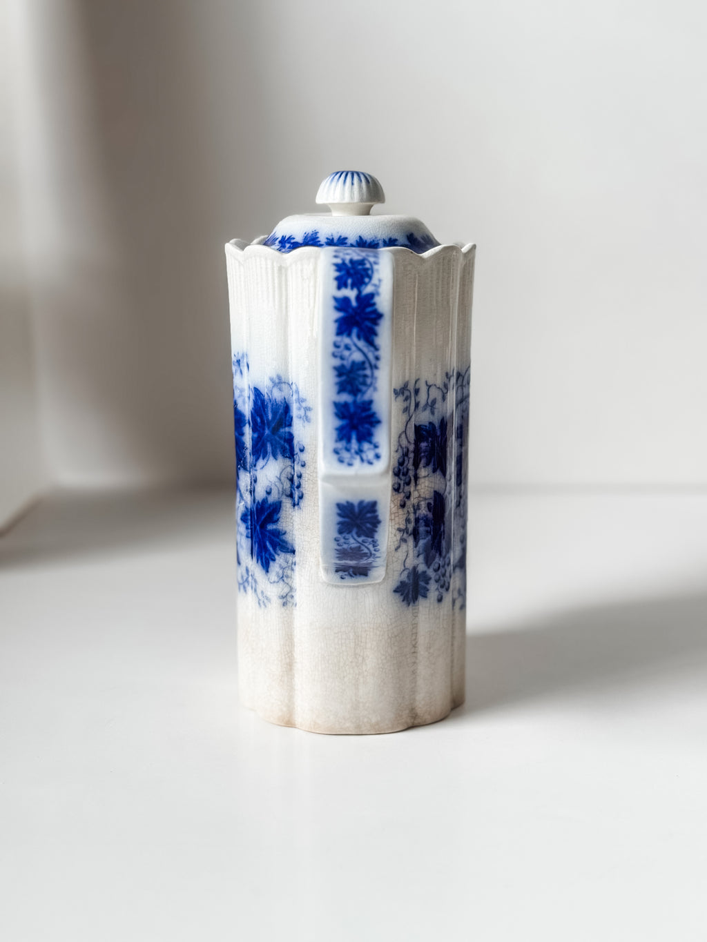 Vintage Swedish Flow Blue Chocolate Pot With Lid