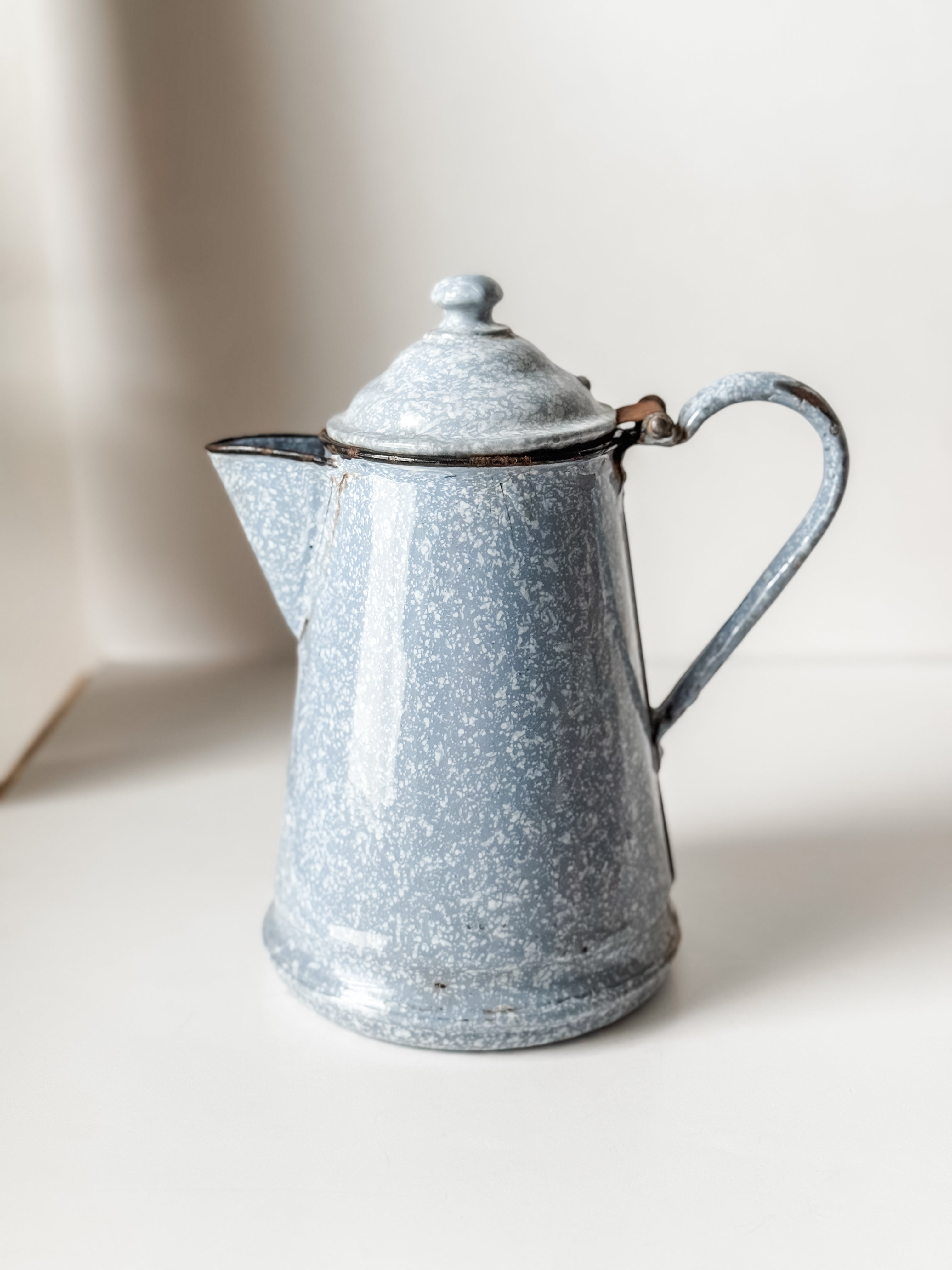 Vintage Graniteware Teapot With Lid