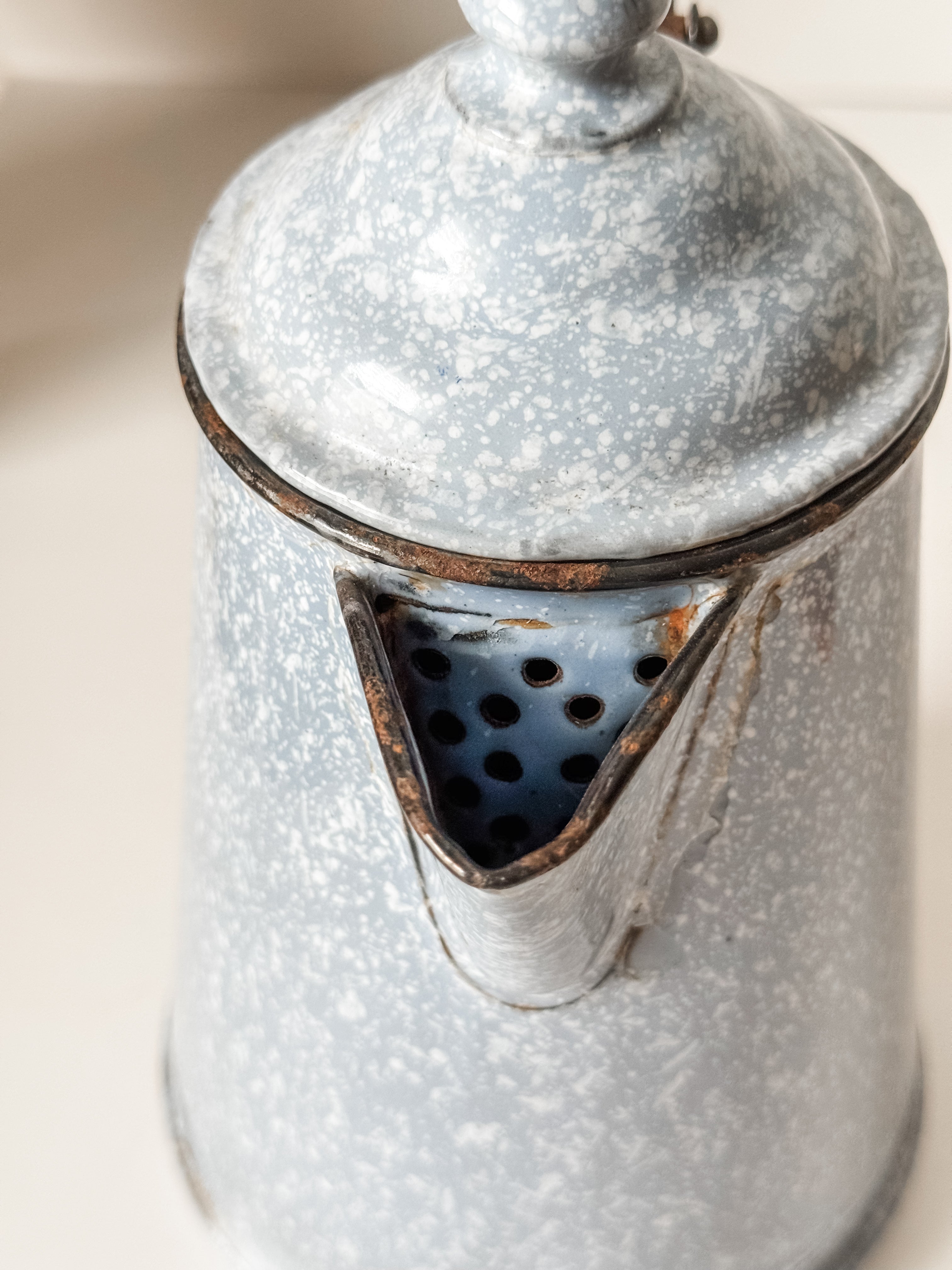 Vintage Graniteware Teapot With Lid