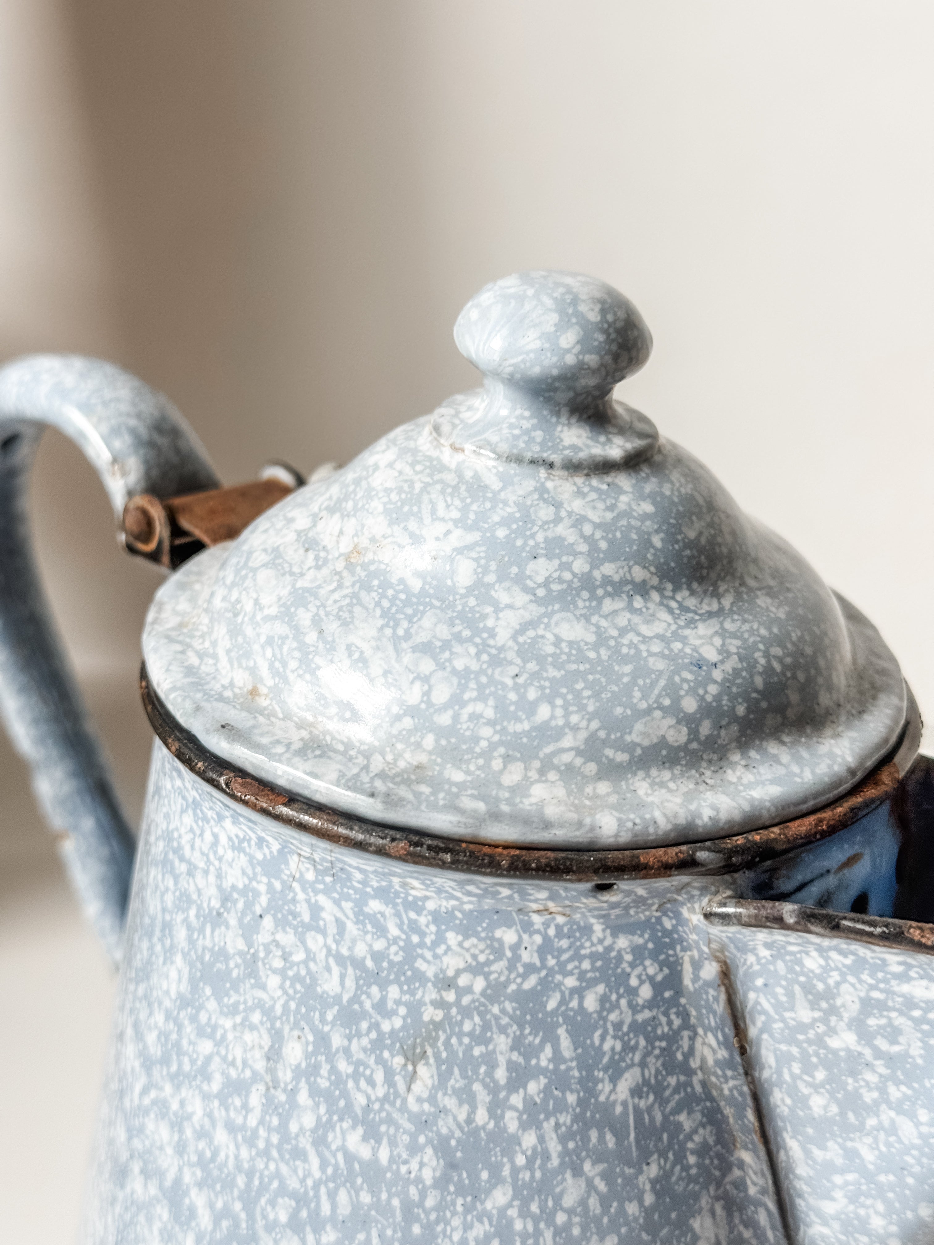 Vintage Graniteware Teapot With Lid