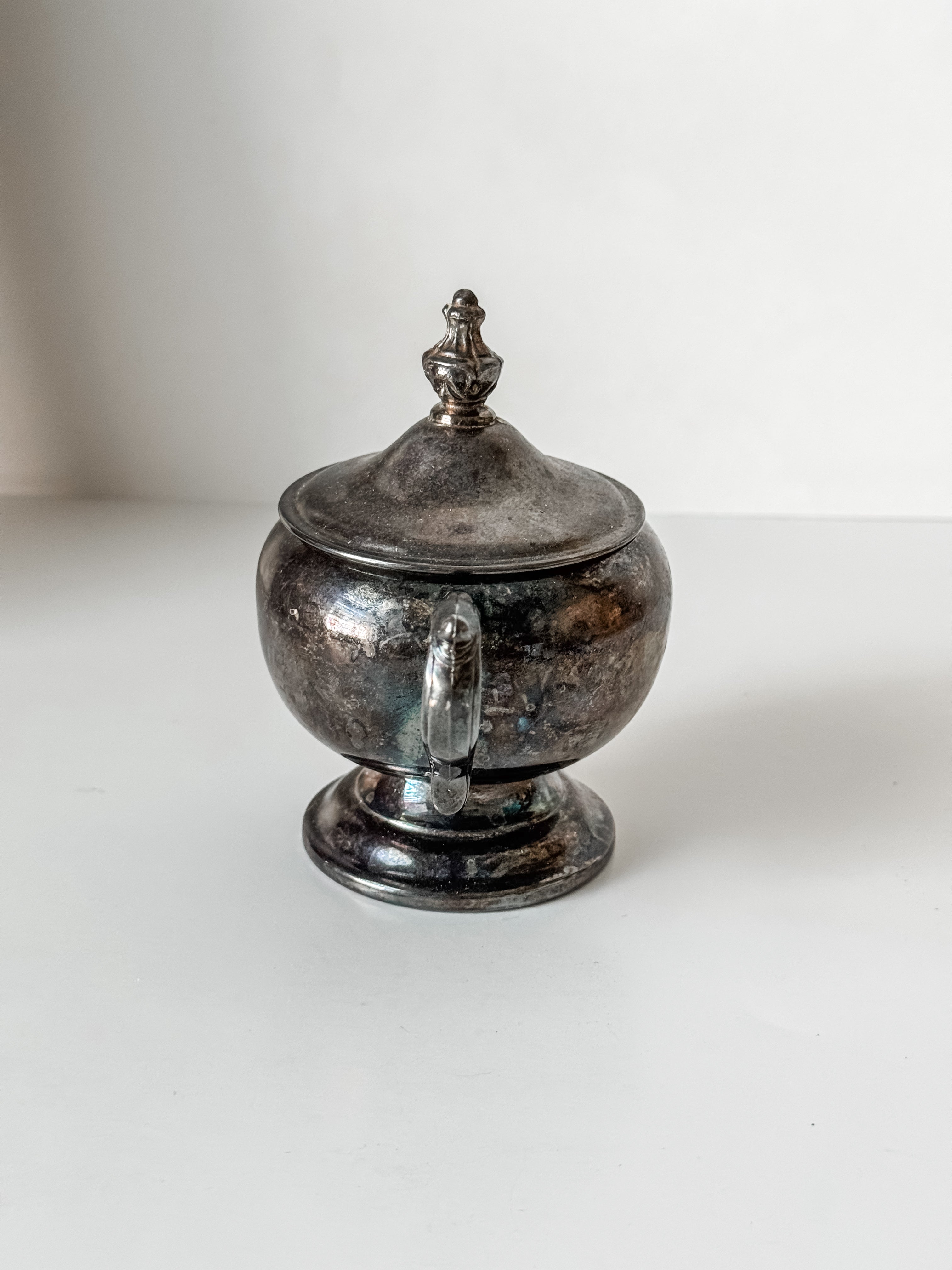 Vintage Silverplate Cream Pitcher With Lid And Patina