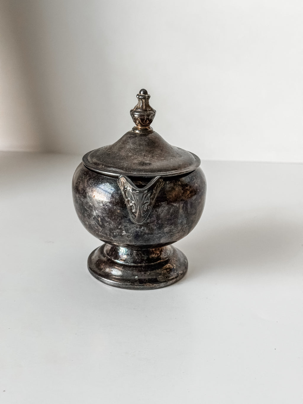 Vintage Silverplate Cream Pitcher With Lid And Patina