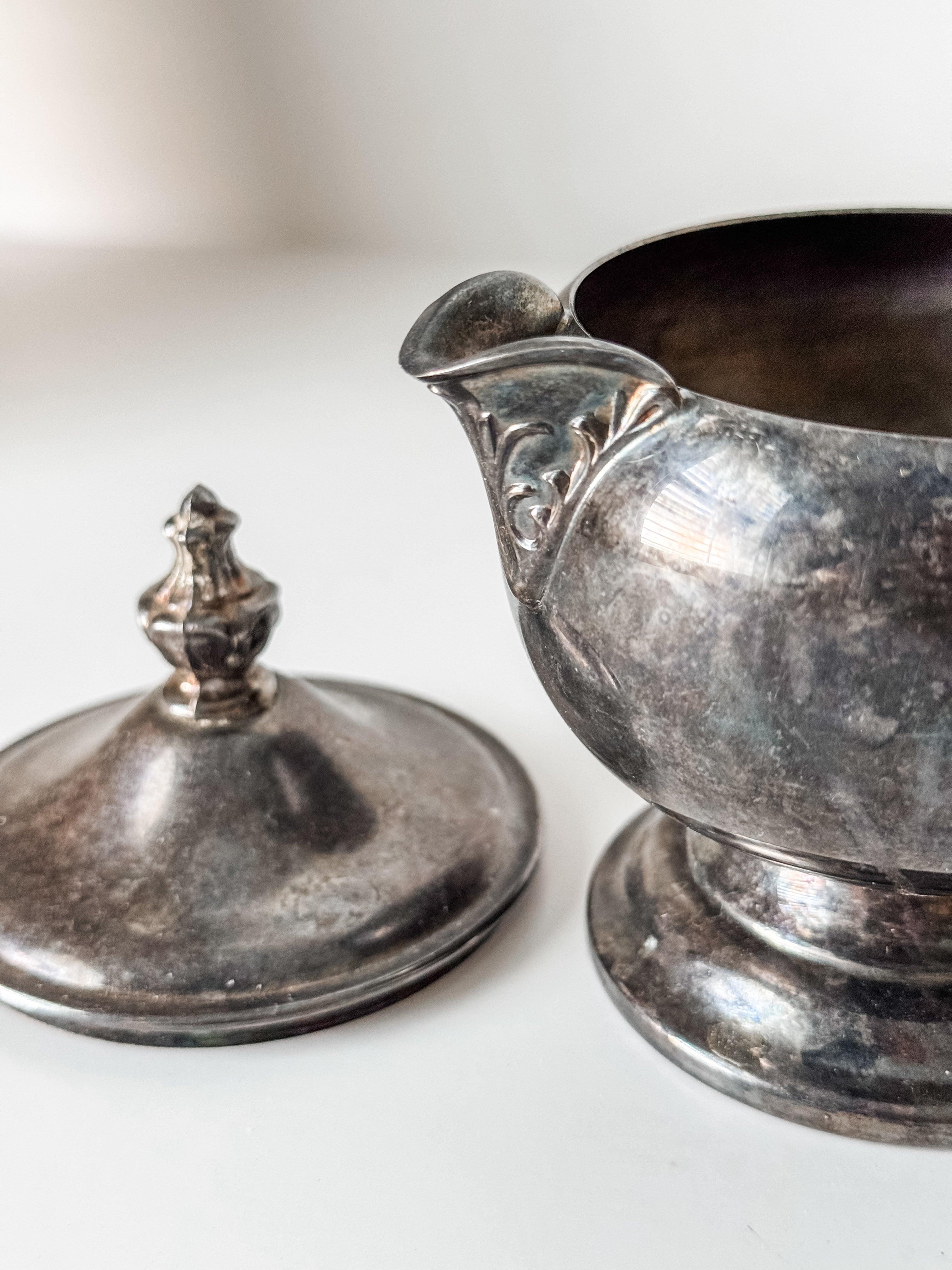 Vintage Silverplate Cream Pitcher With Lid And Patina