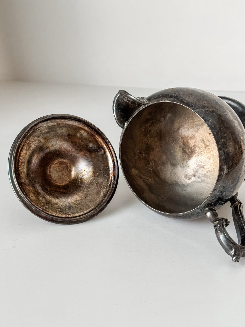Vintage Silverplate Cream Pitcher With Lid And Patina