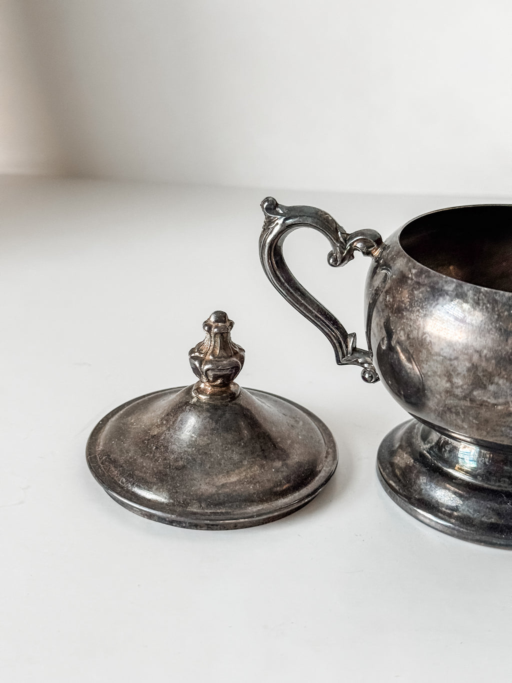 Vintage Silverplate Cream Pitcher With Lid And Patina