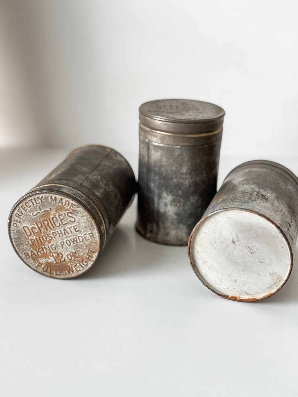 Set Of Three Vintage Dr. Price's Baking Powder Tins