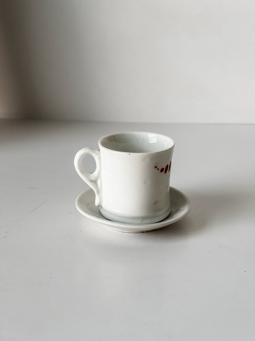 Antique Ironstone Child's Cup And Saucer With Painted Florals