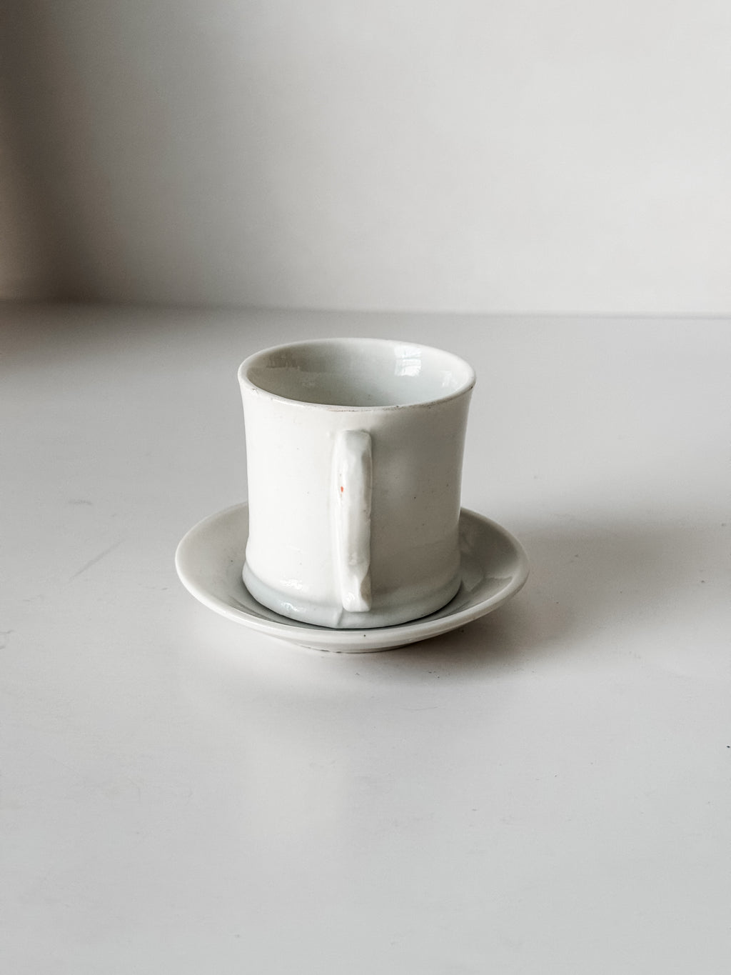 Antique Ironstone Child's Cup And Saucer With Painted Florals
