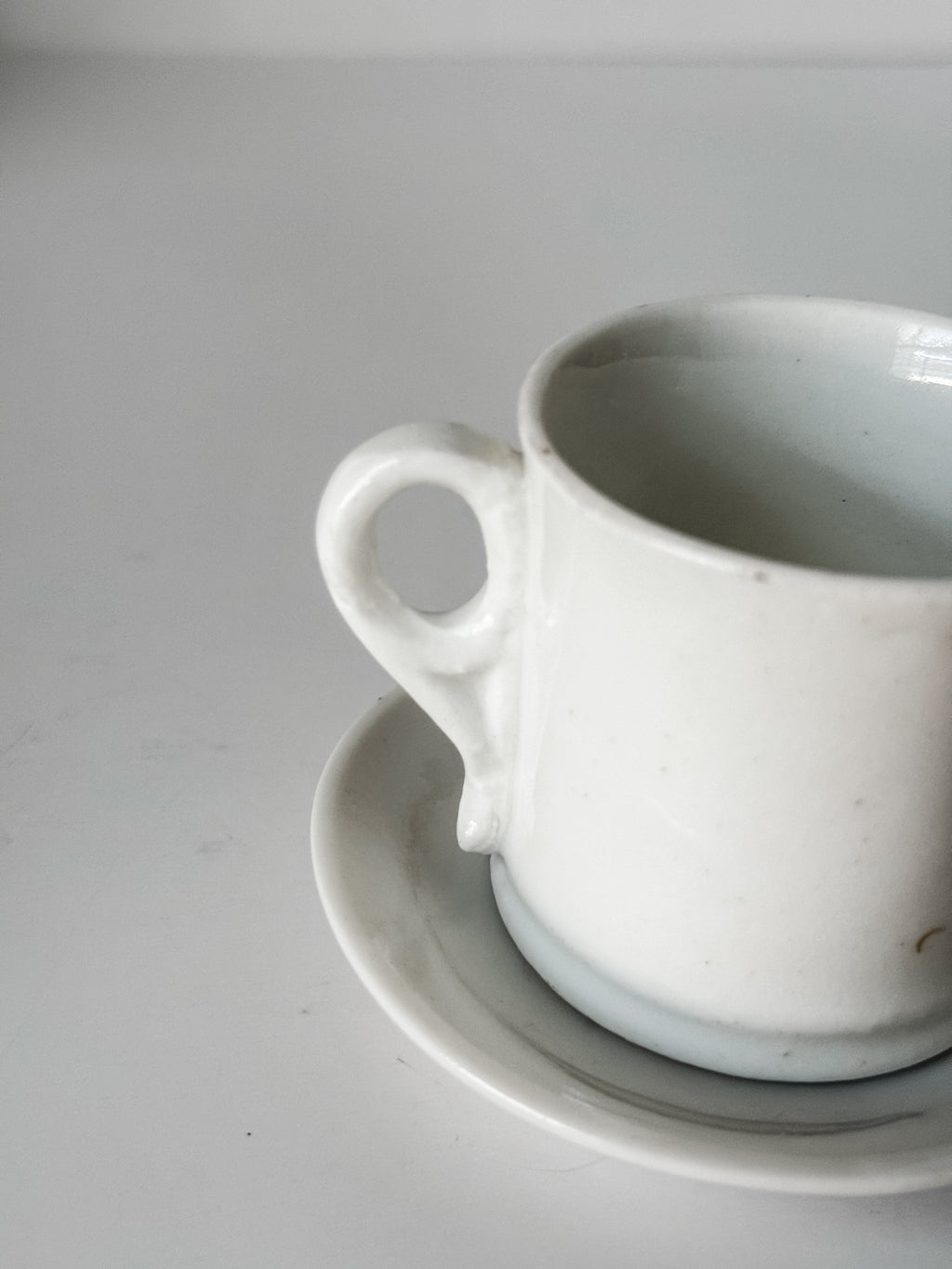 Antique Ironstone Child's Cup And Saucer With Painted Florals