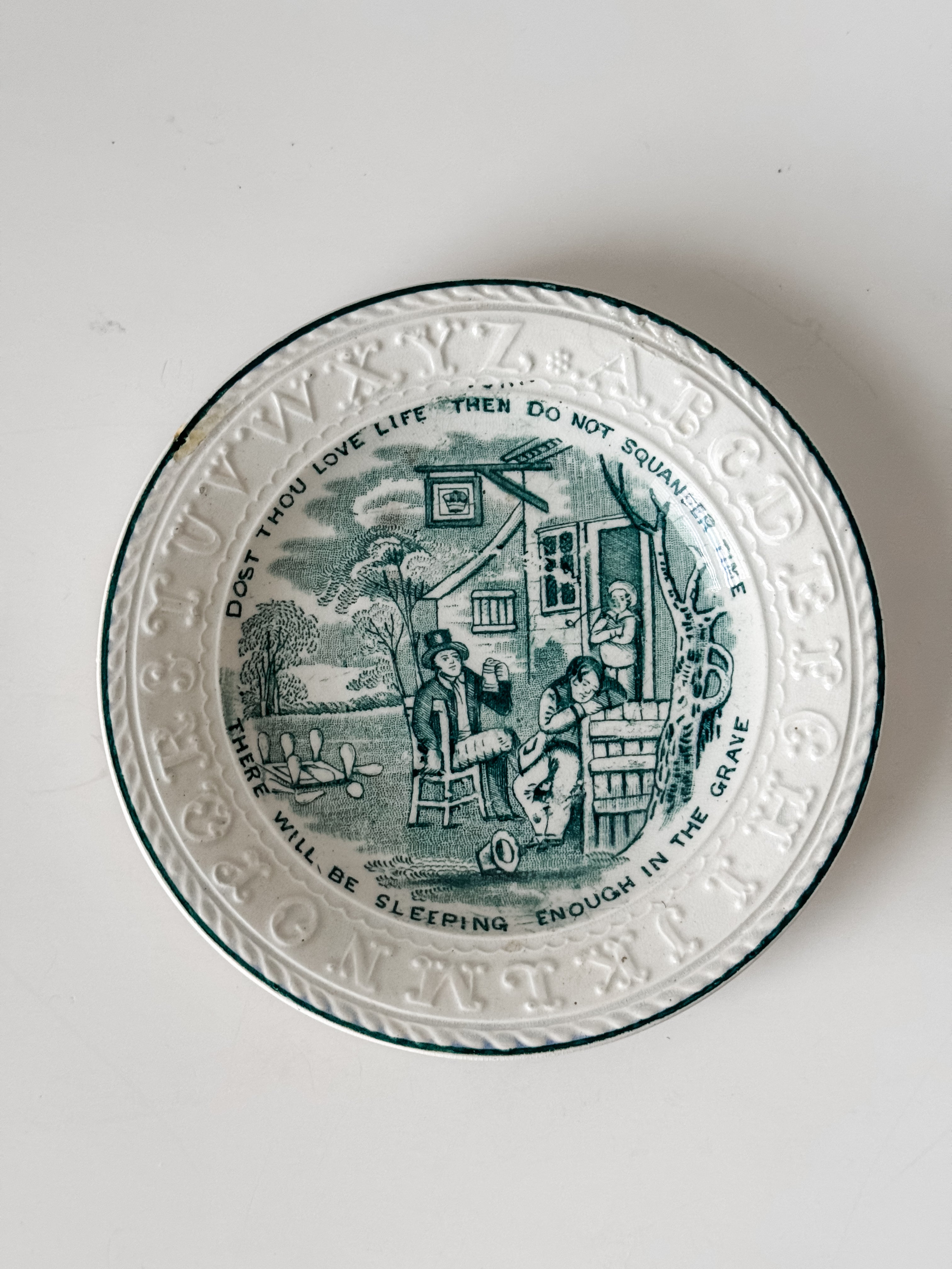 Antique Ironstone Alphabet Conversation Plate