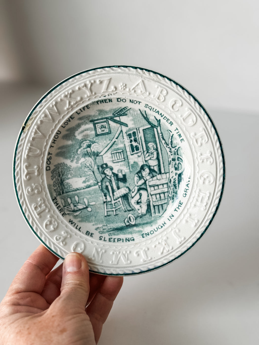 Antique Ironstone Alphabet Conversation Plate