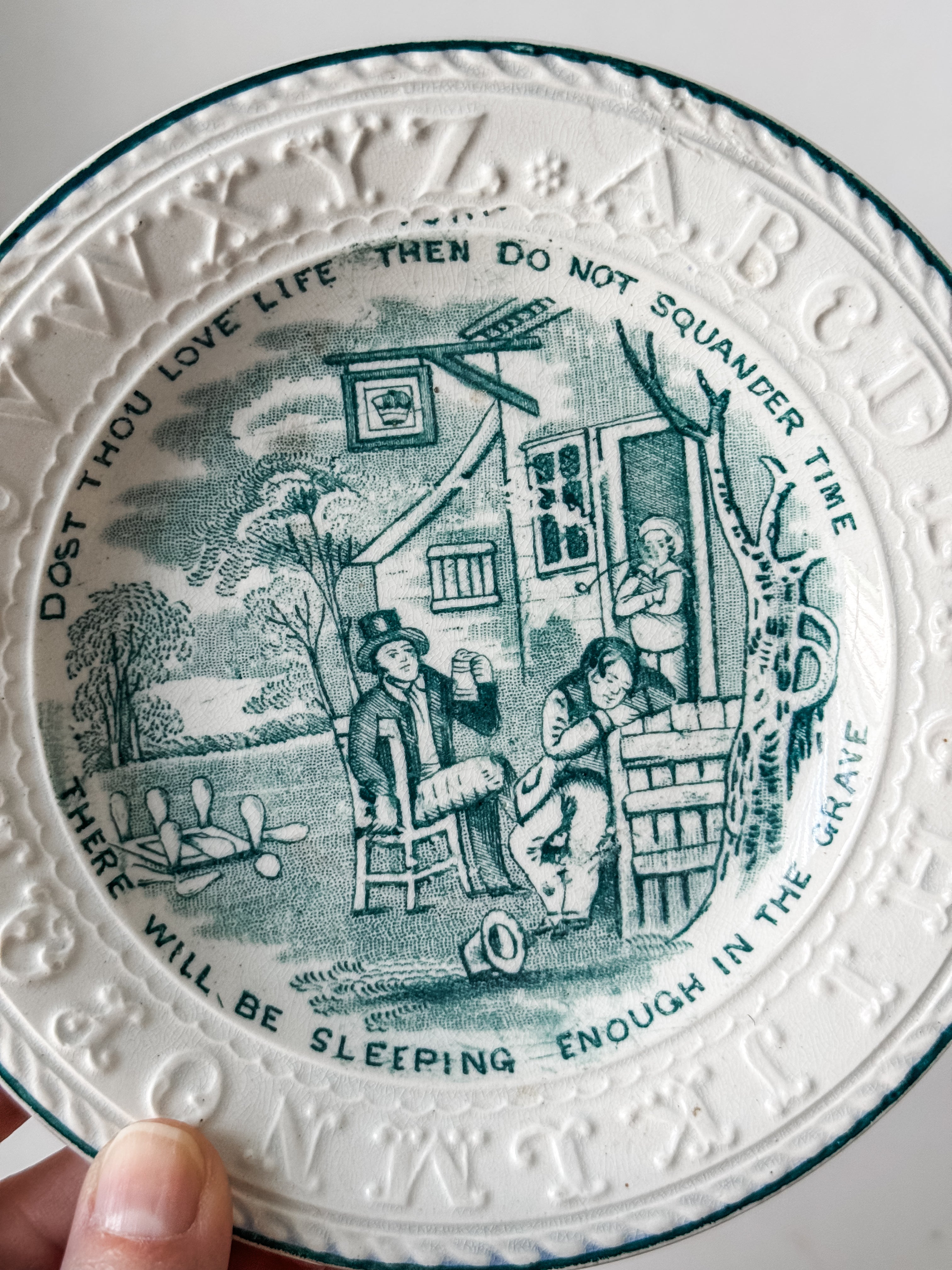 Antique Ironstone Alphabet Conversation Plate