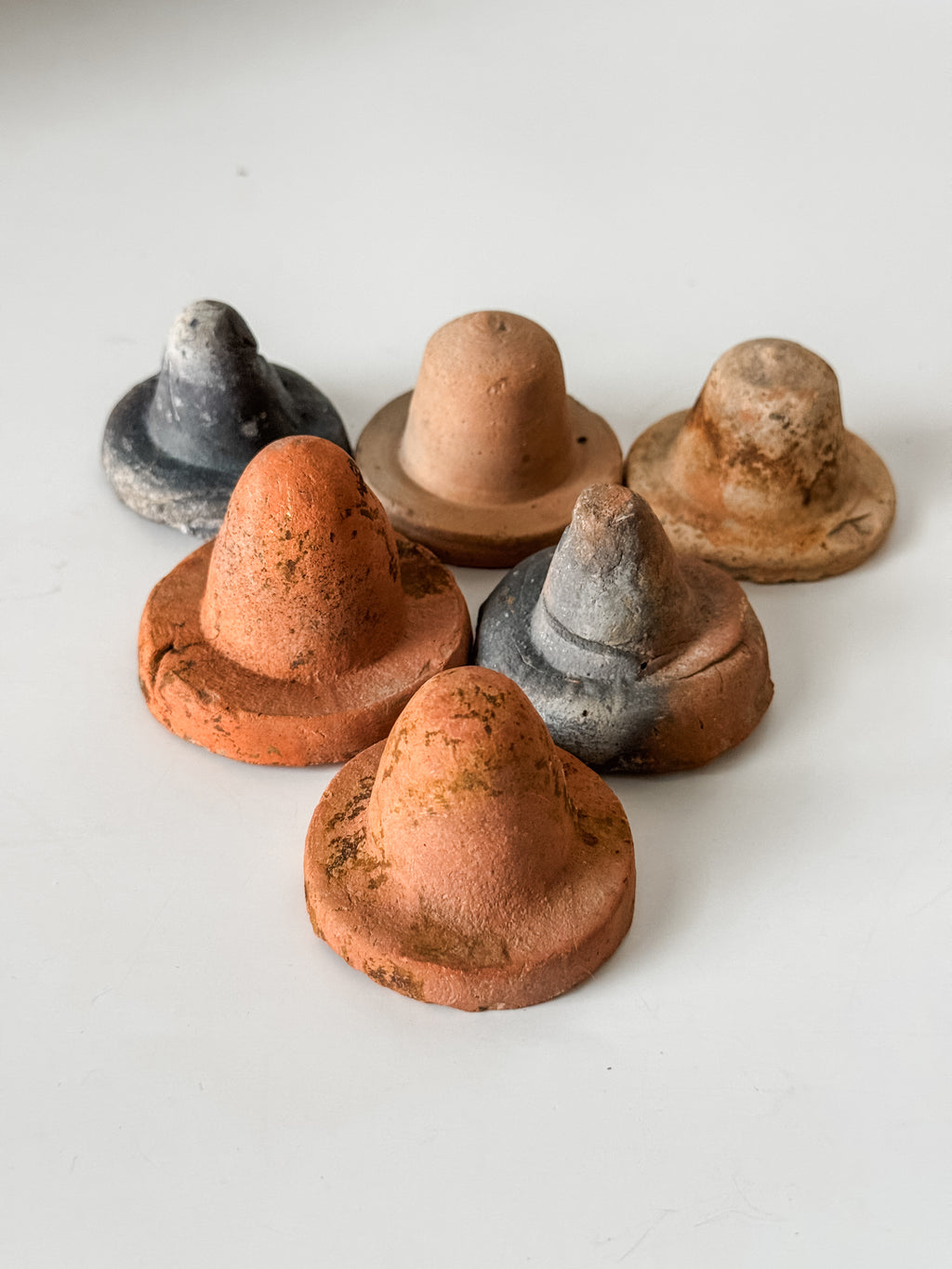 Set Of Six Handmade Antique Terracotta Bottle Stops