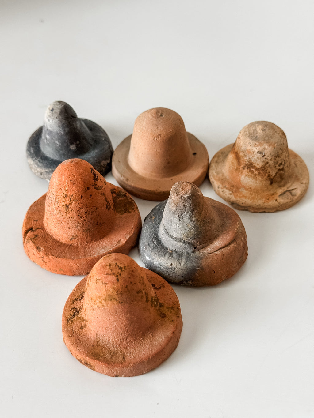 Set Of Six Handmade Antique Terracotta Bottle Stops