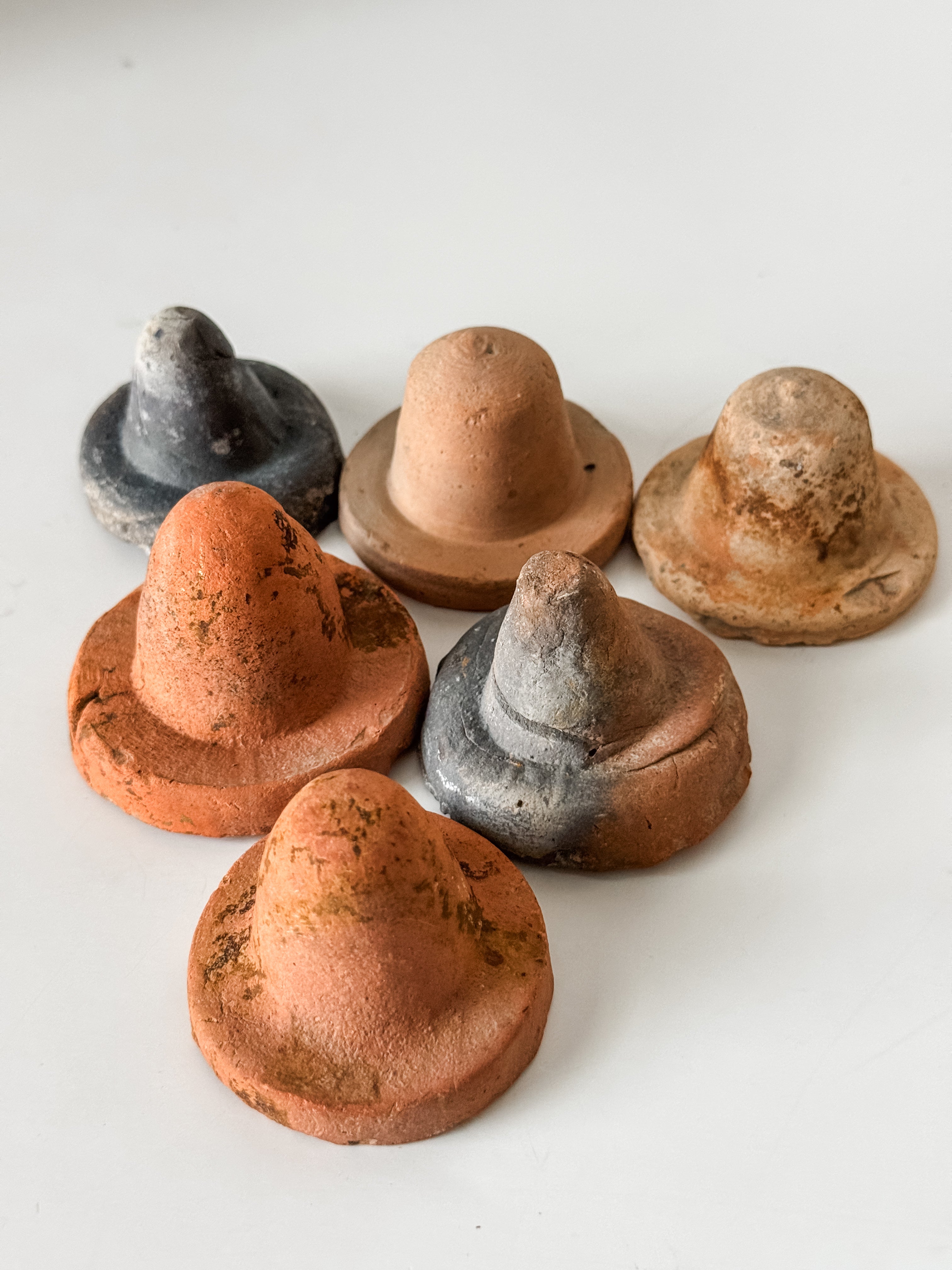 Set Of Six Handmade Antique Terracotta Bottle Stops