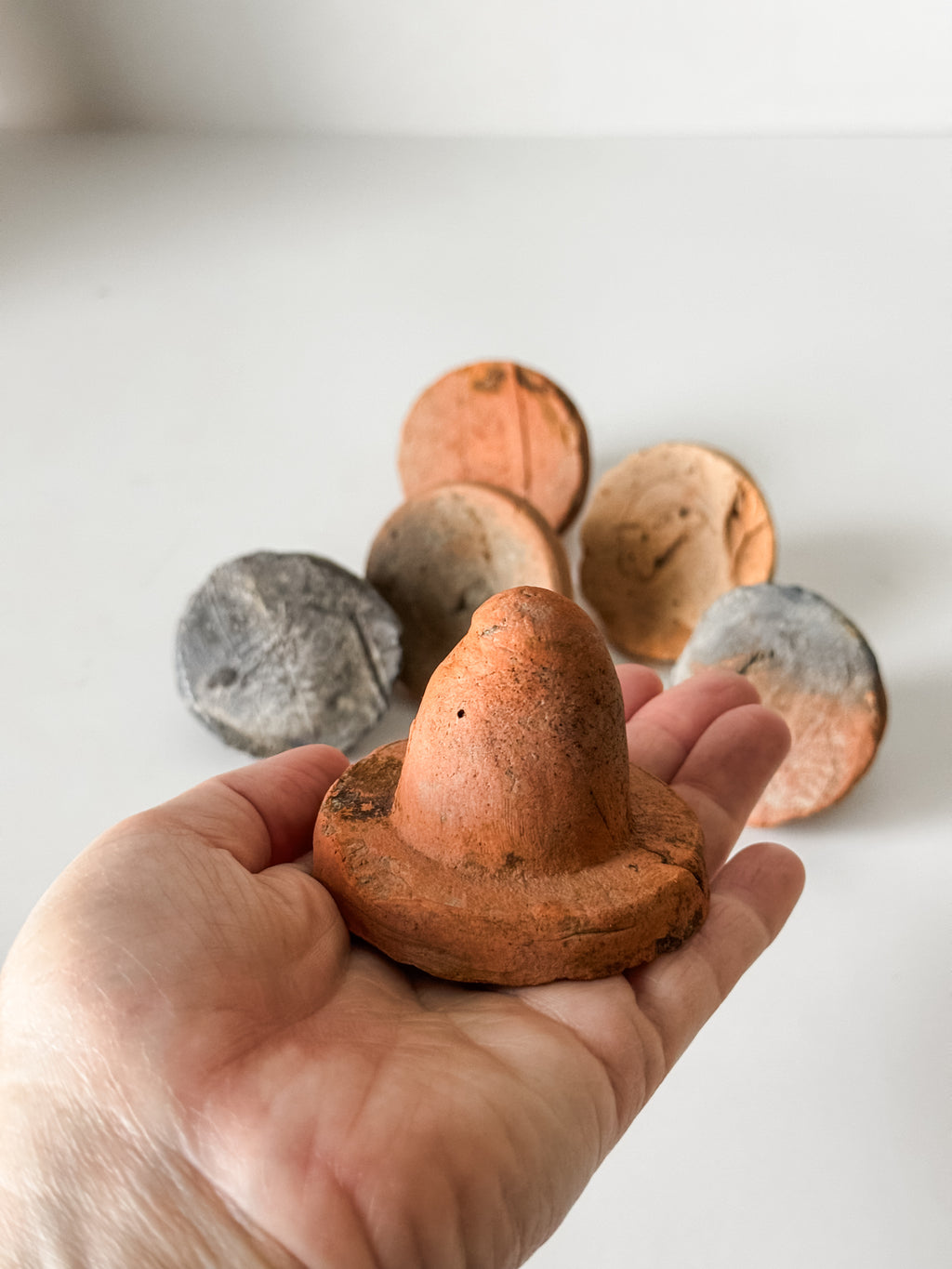 Set Of Six Handmade Antique Terracotta Bottle Stops