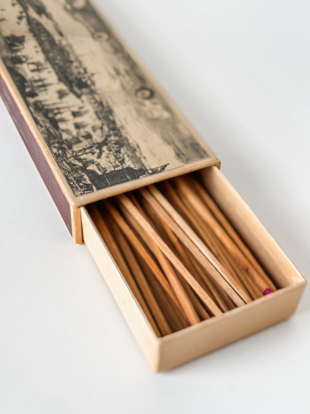 Vintage Swedish Fireplace Matches In Graphic Cardboard Box