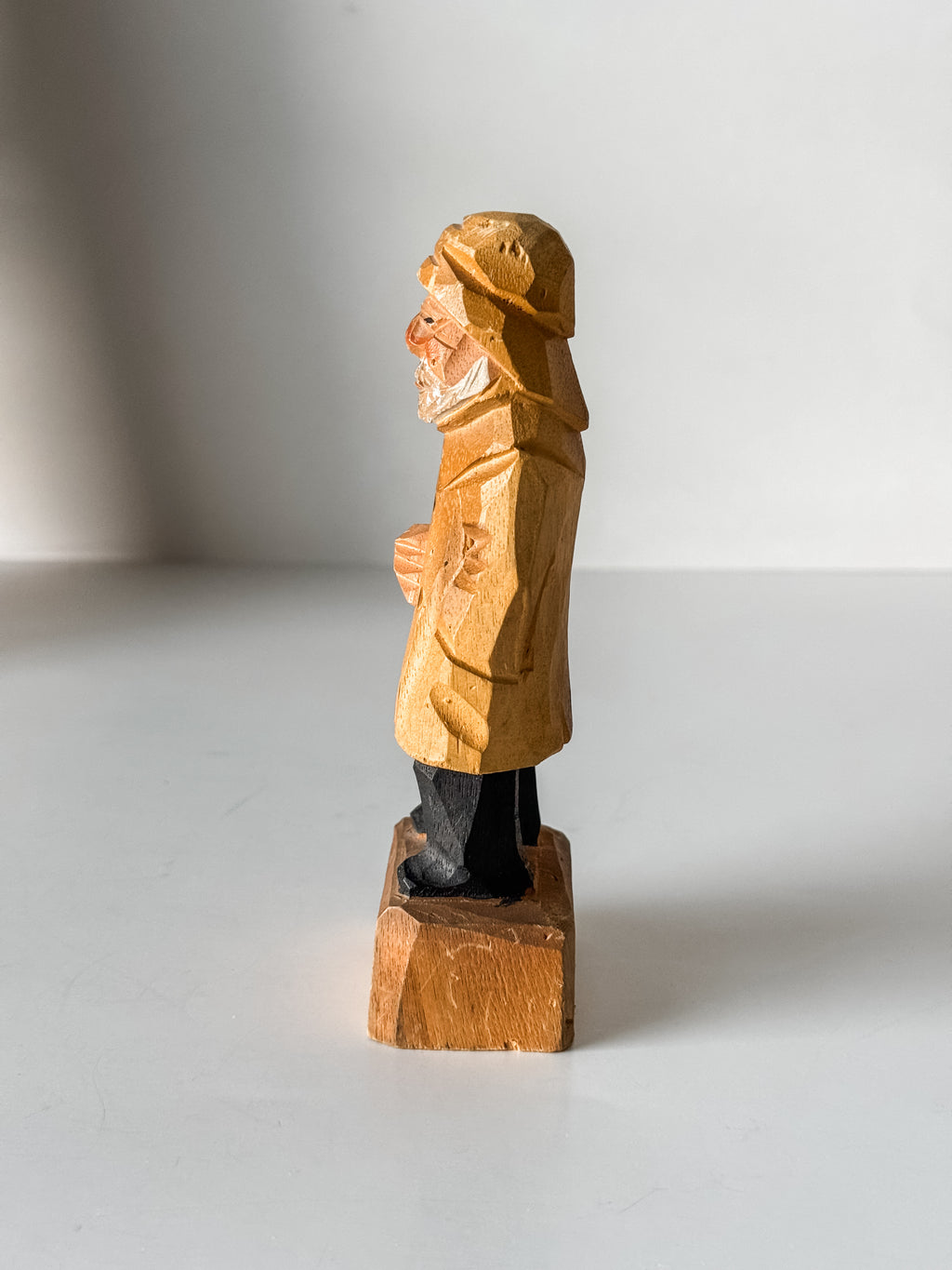 Vintage Folk Art Wood Carved Fisherman