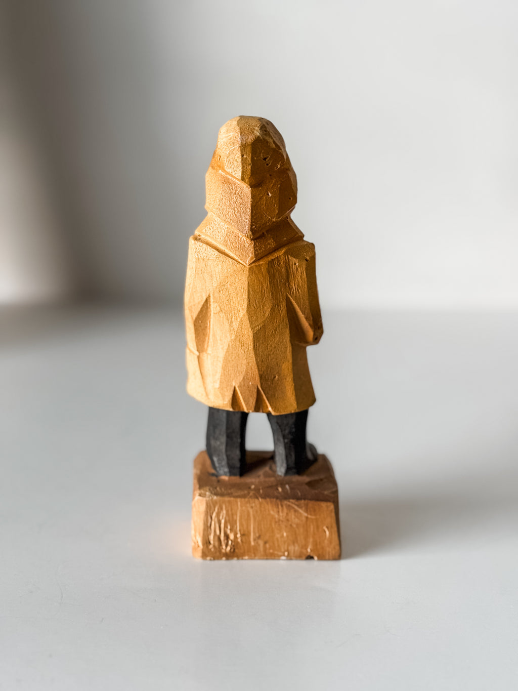 Vintage Folk Art Wood Carved Fisherman