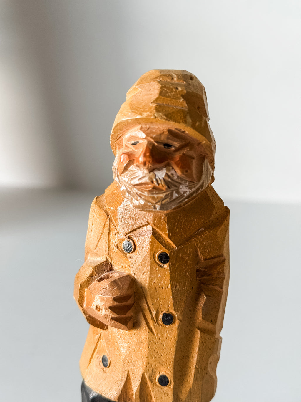 Vintage Folk Art Wood Carved Fisherman