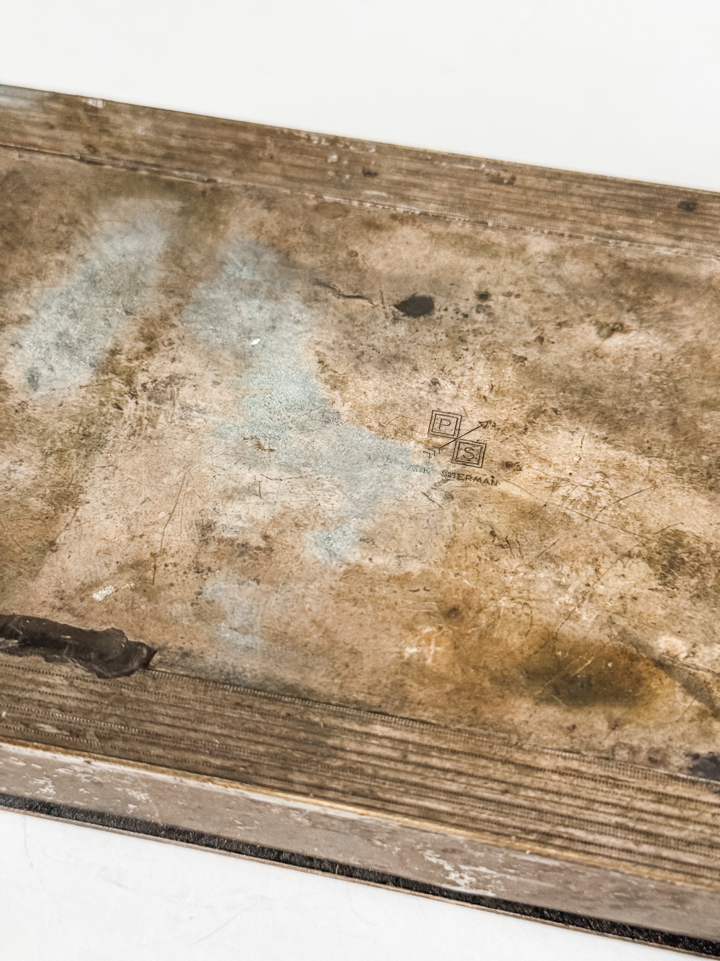 Vintage Silver Plate Cigarette Humidor Box With Patina