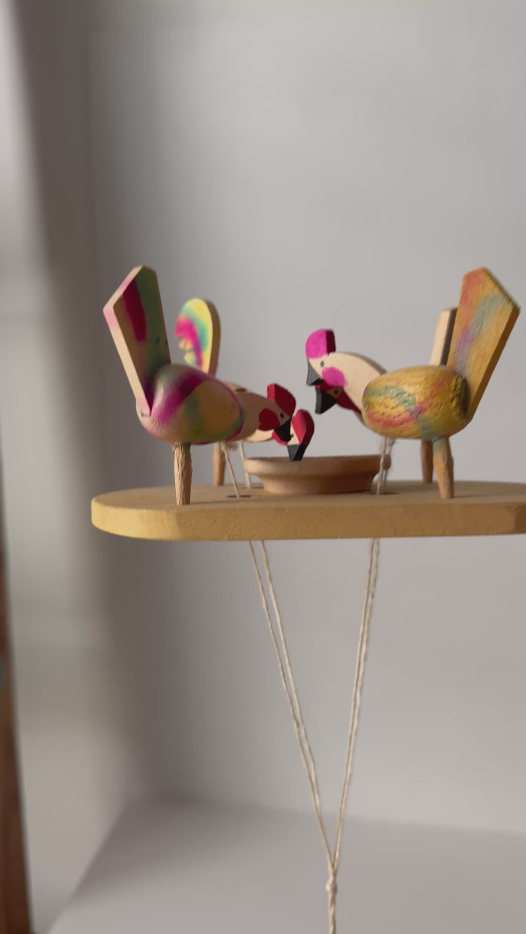 Vintage Folk Art Wood Hen Pecking Toy